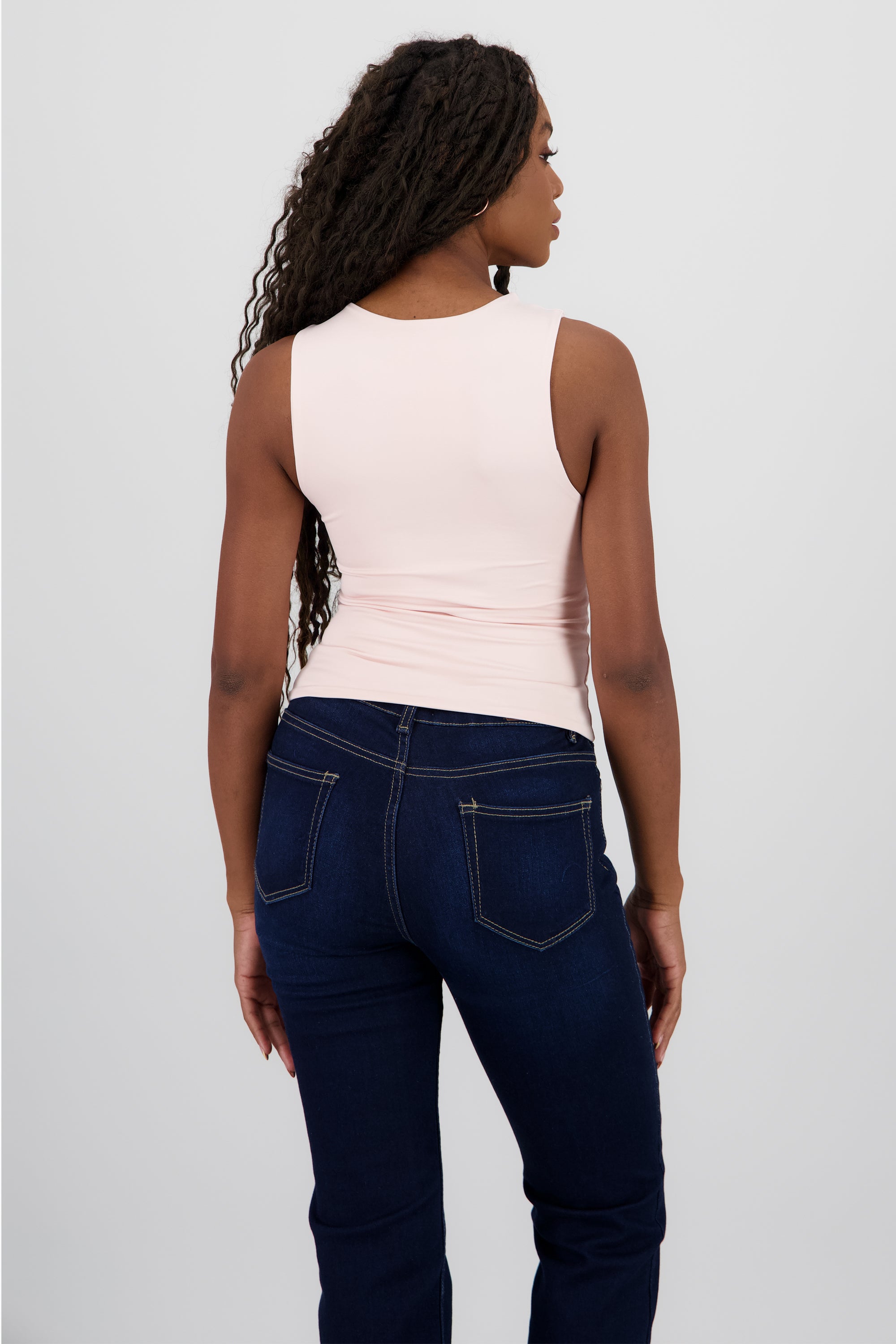 Top de doble tela con tacto suave liso ROSA PASTEL