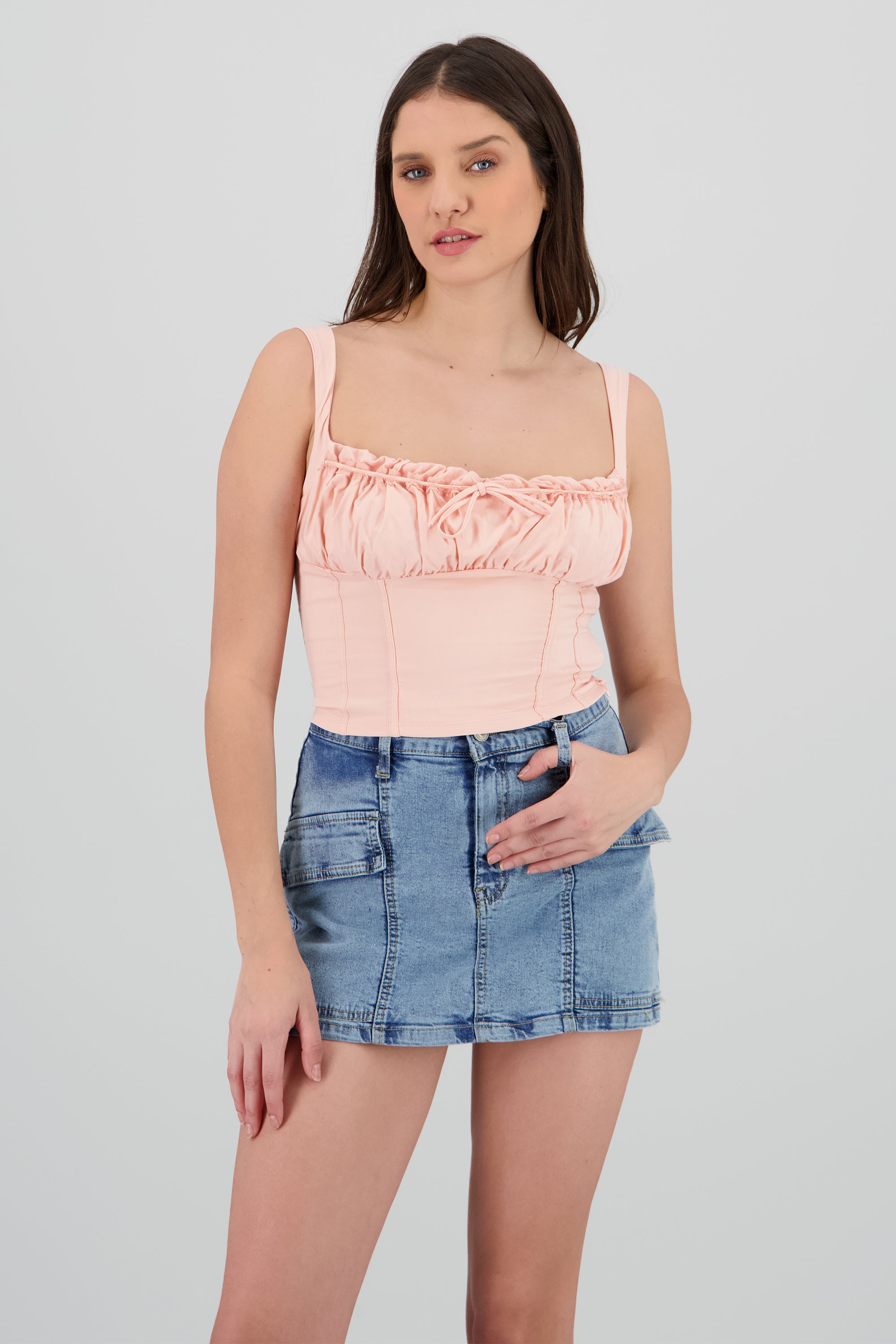 Blusa escote plisado con moño BLUSH