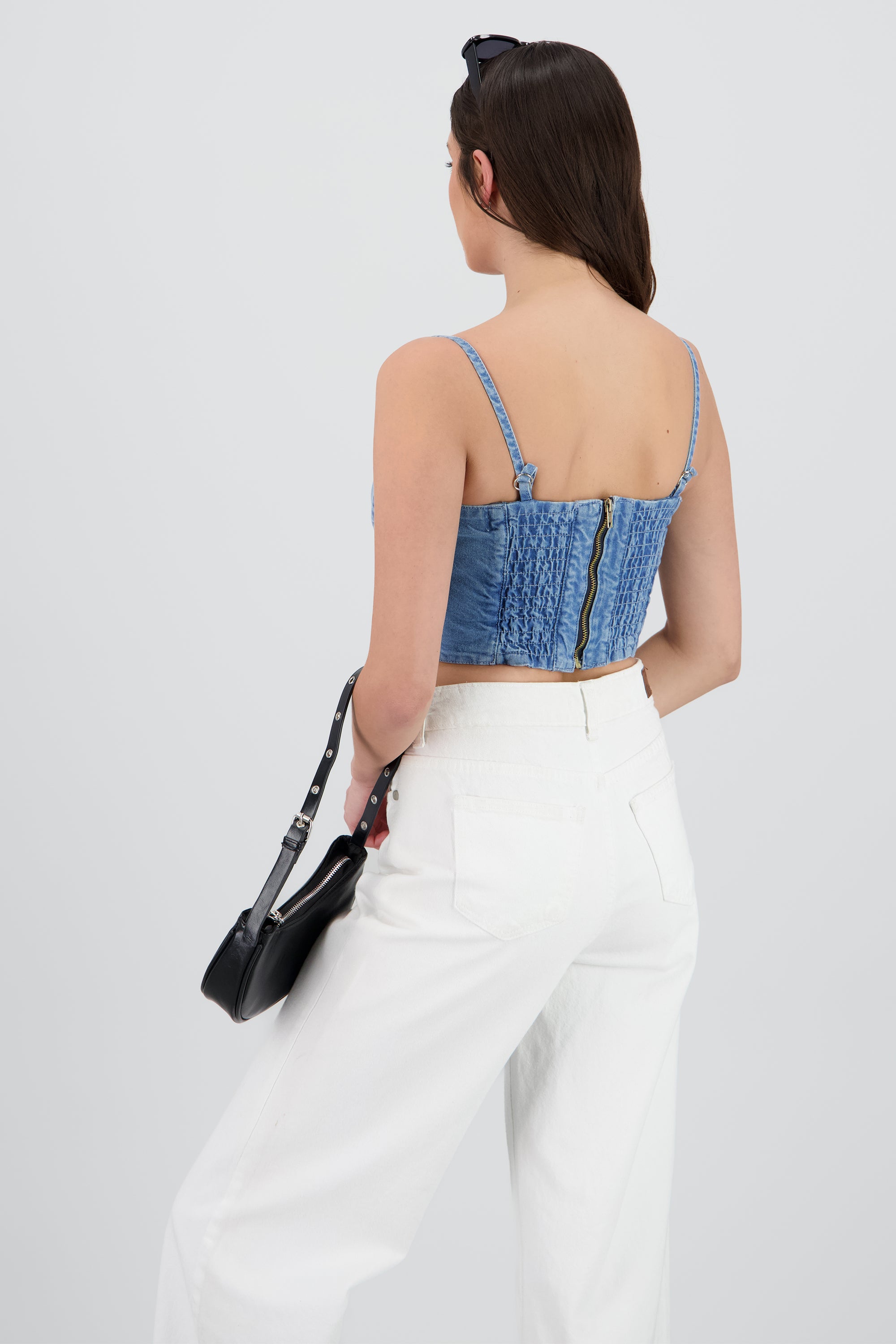 Crop top denim copas MEDIUM WASH