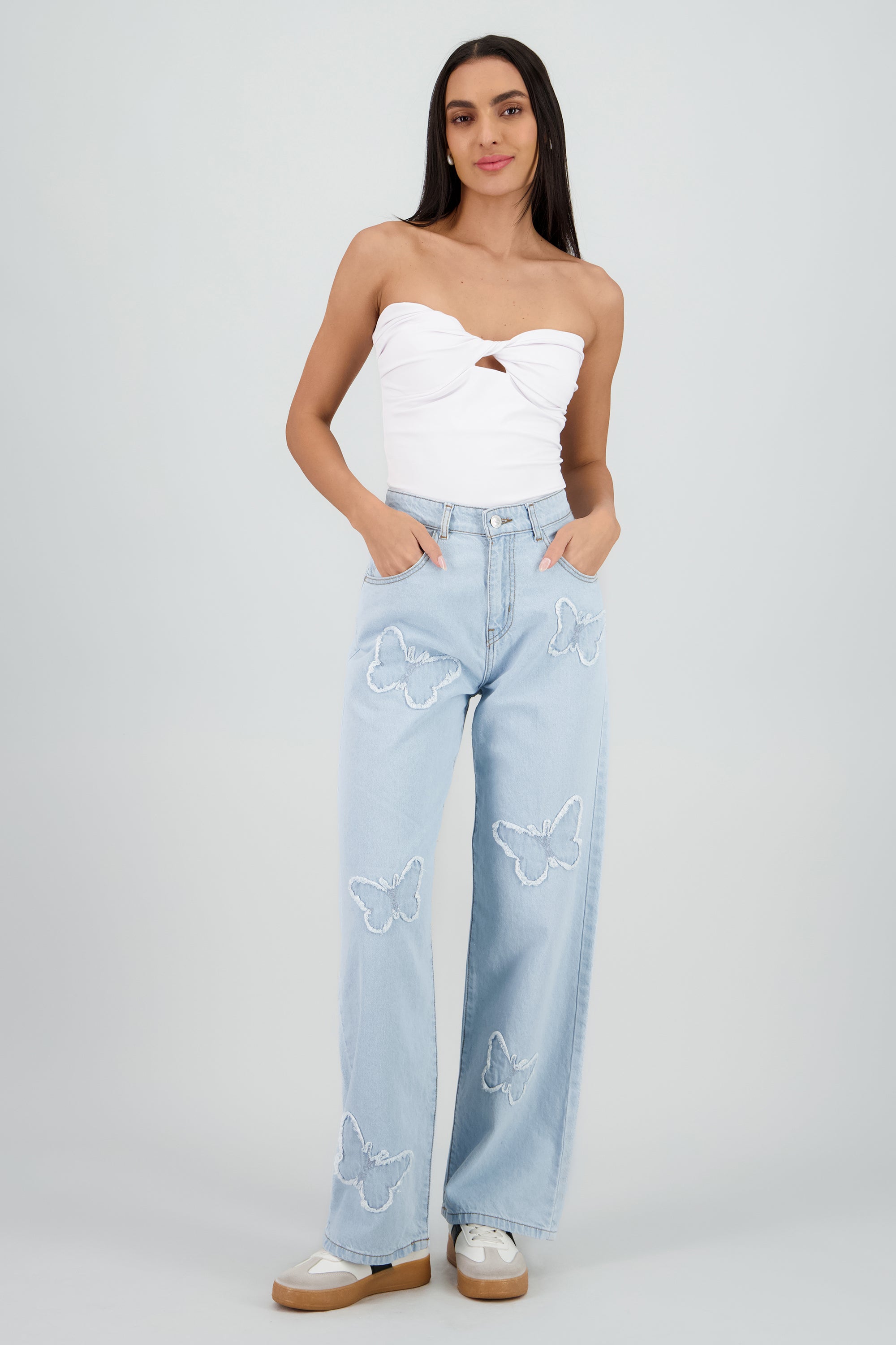 Jeans straight mariposas BLEACHED