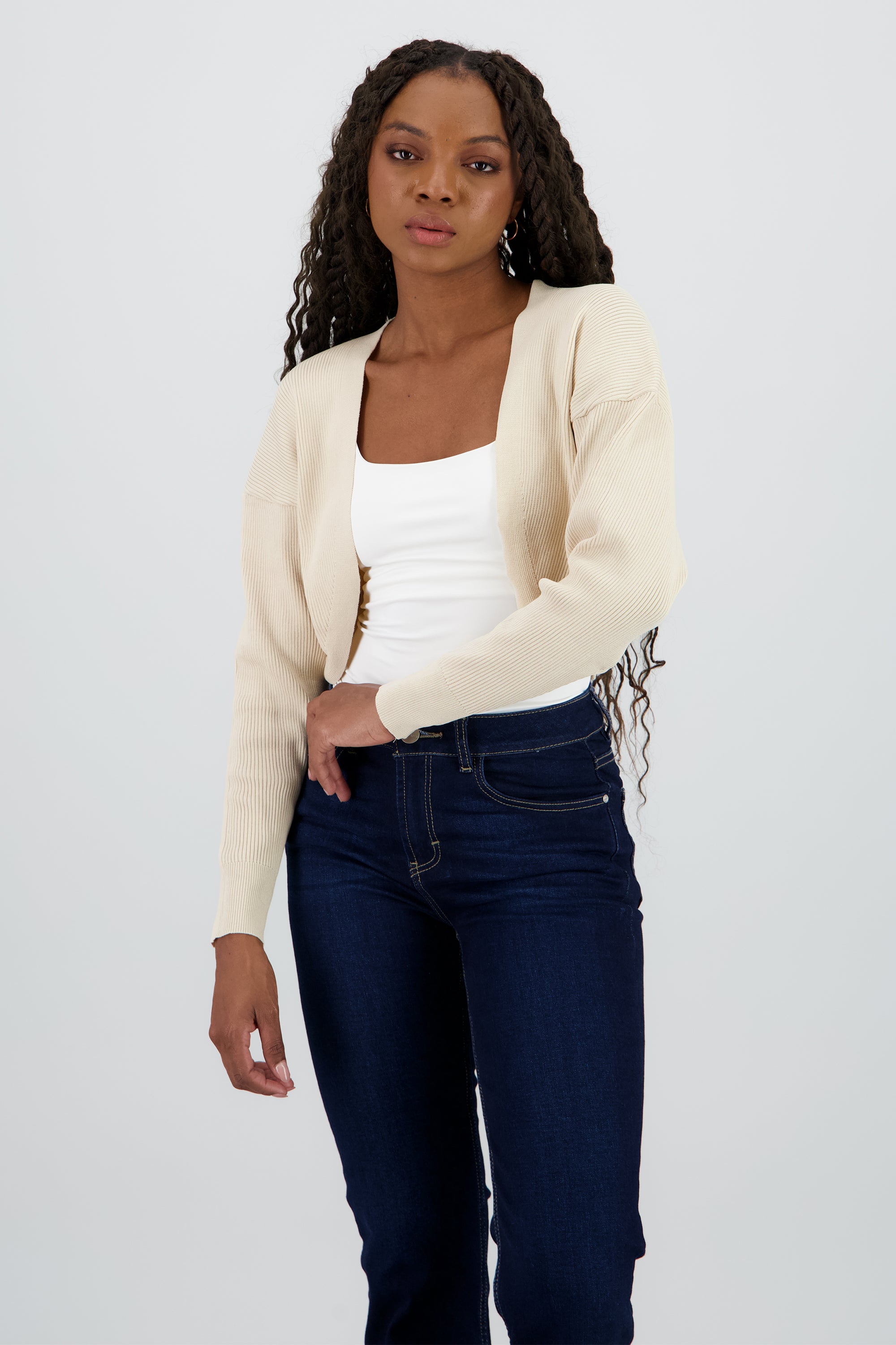 Cardigan tejido sin botones CREMA