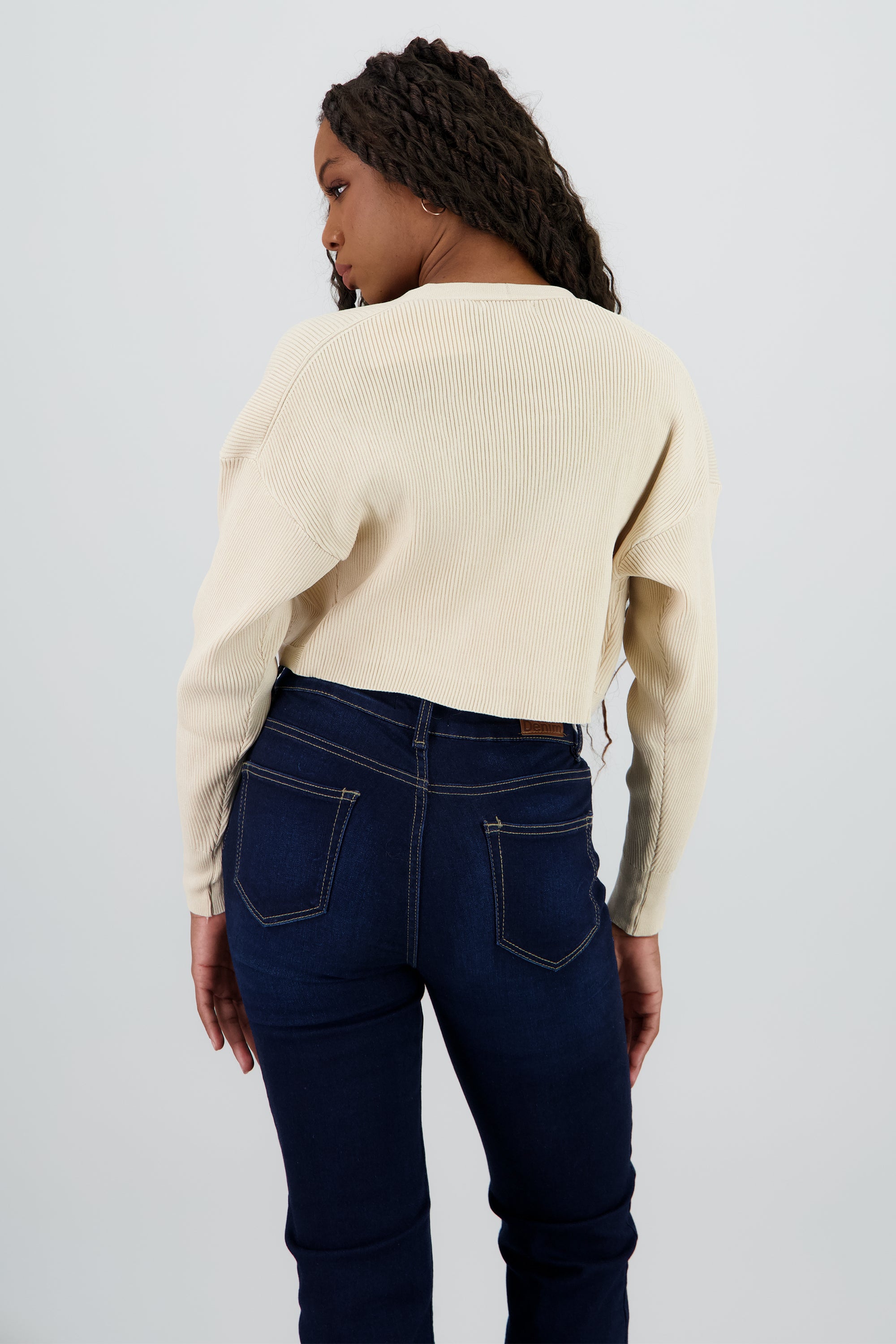 Cardigan tejido sin botones CREMA