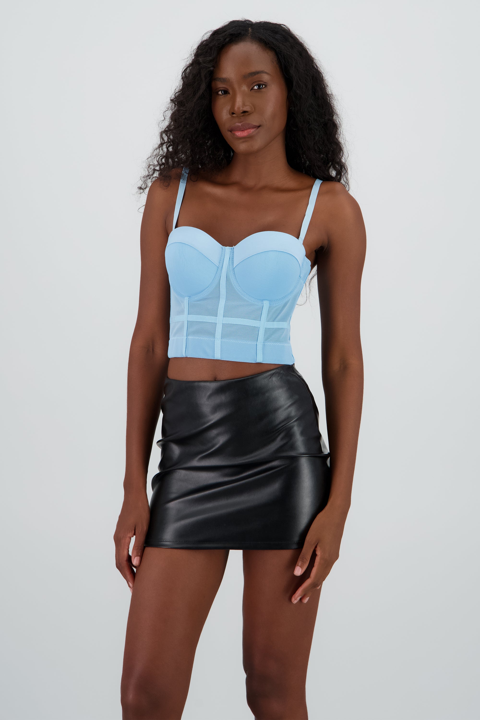 Top corset detalle copas AZUL PASTEL
