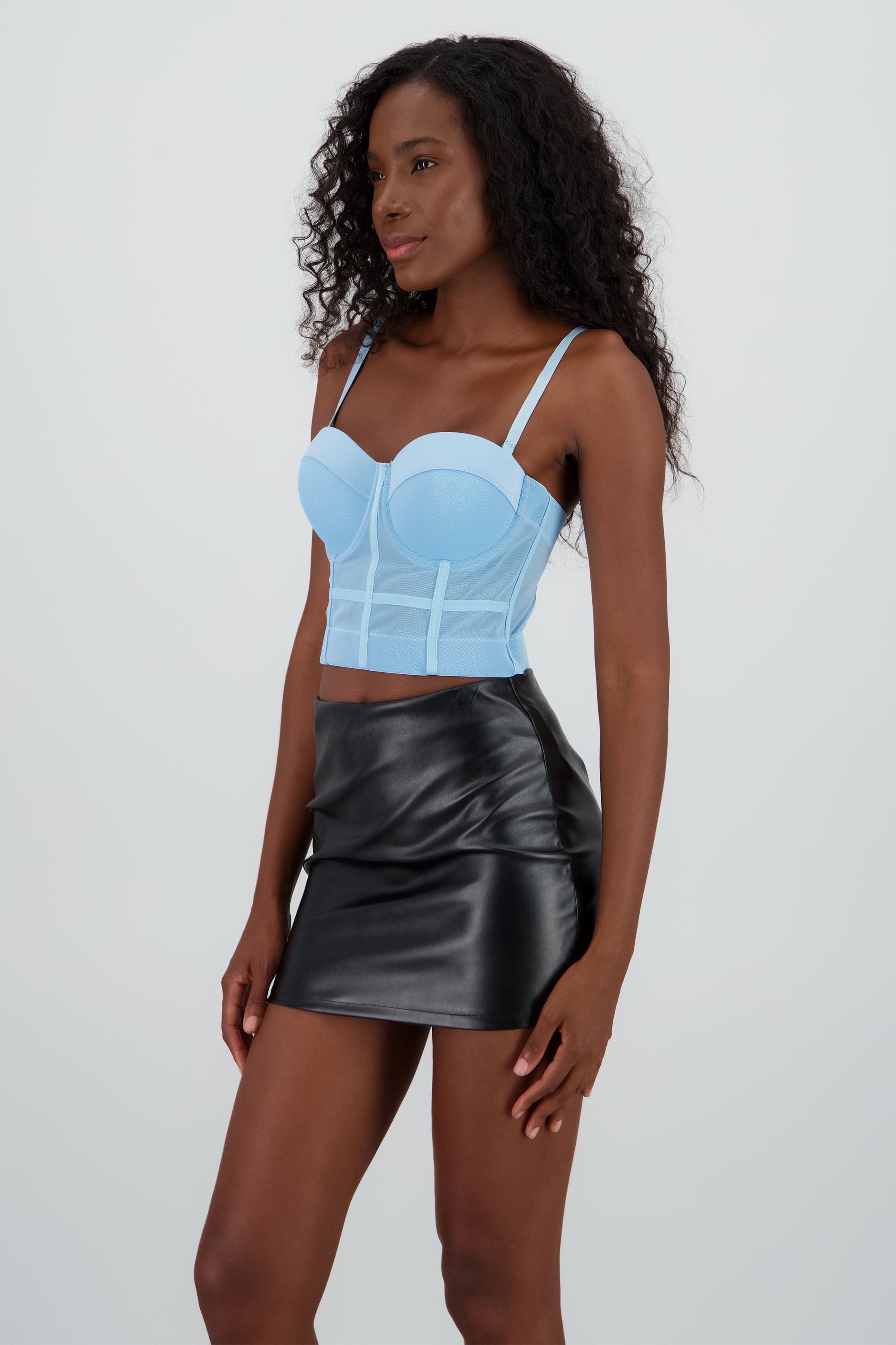 Top corset detalle copas AZUL PASTEL