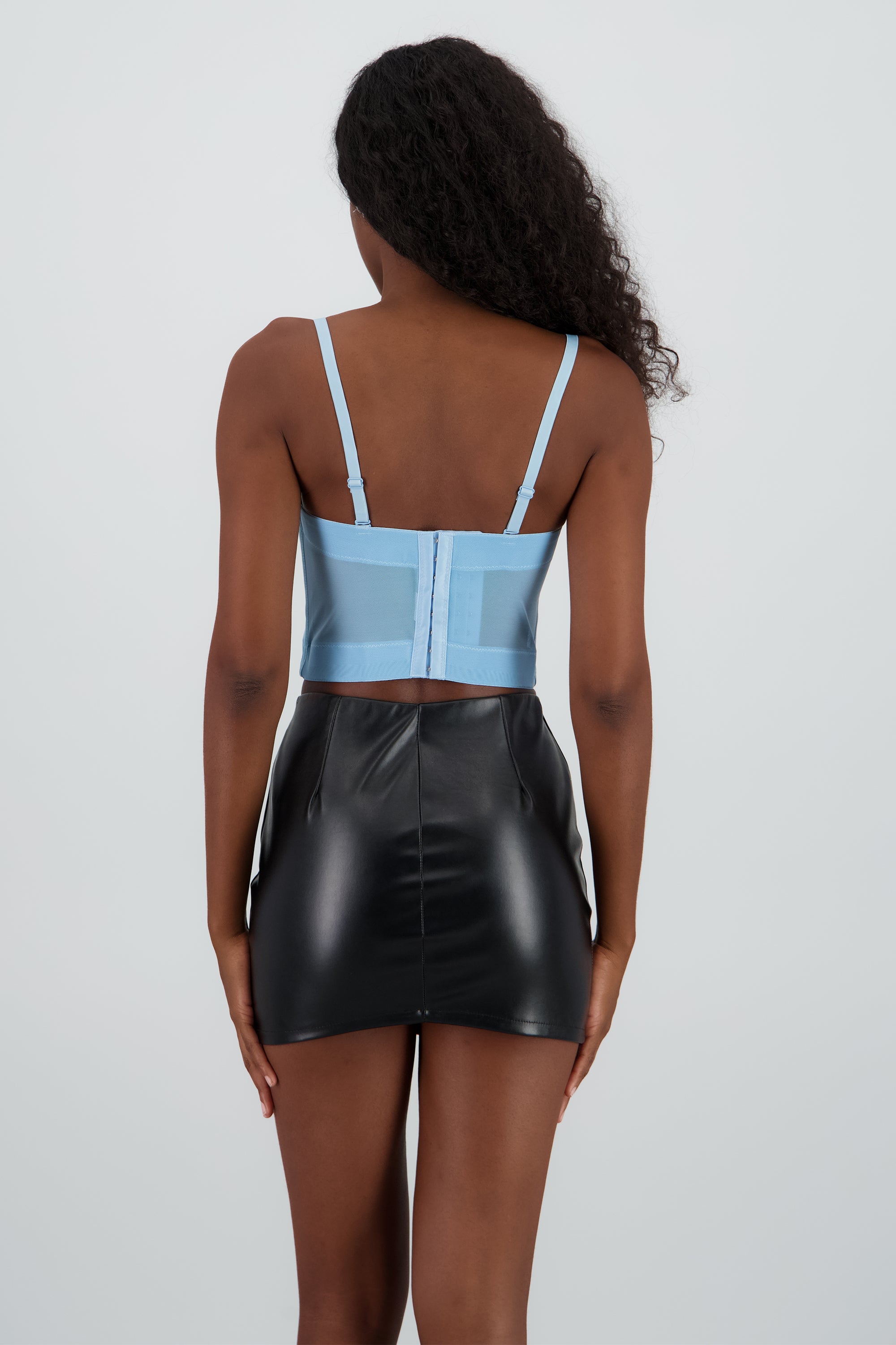 Top corset detalle copas AZUL PASTEL