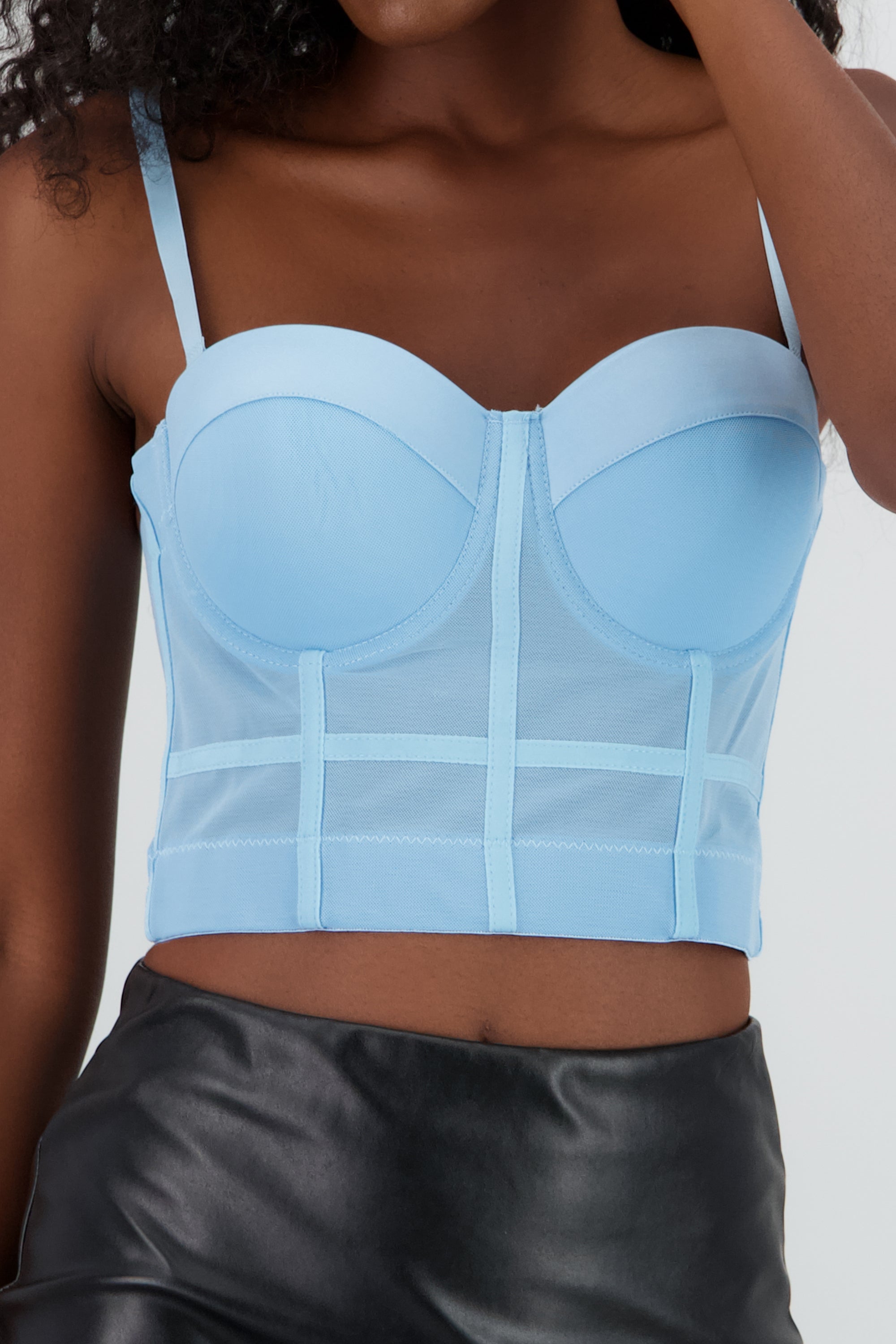 Top corset detalle copas AZUL PASTEL
