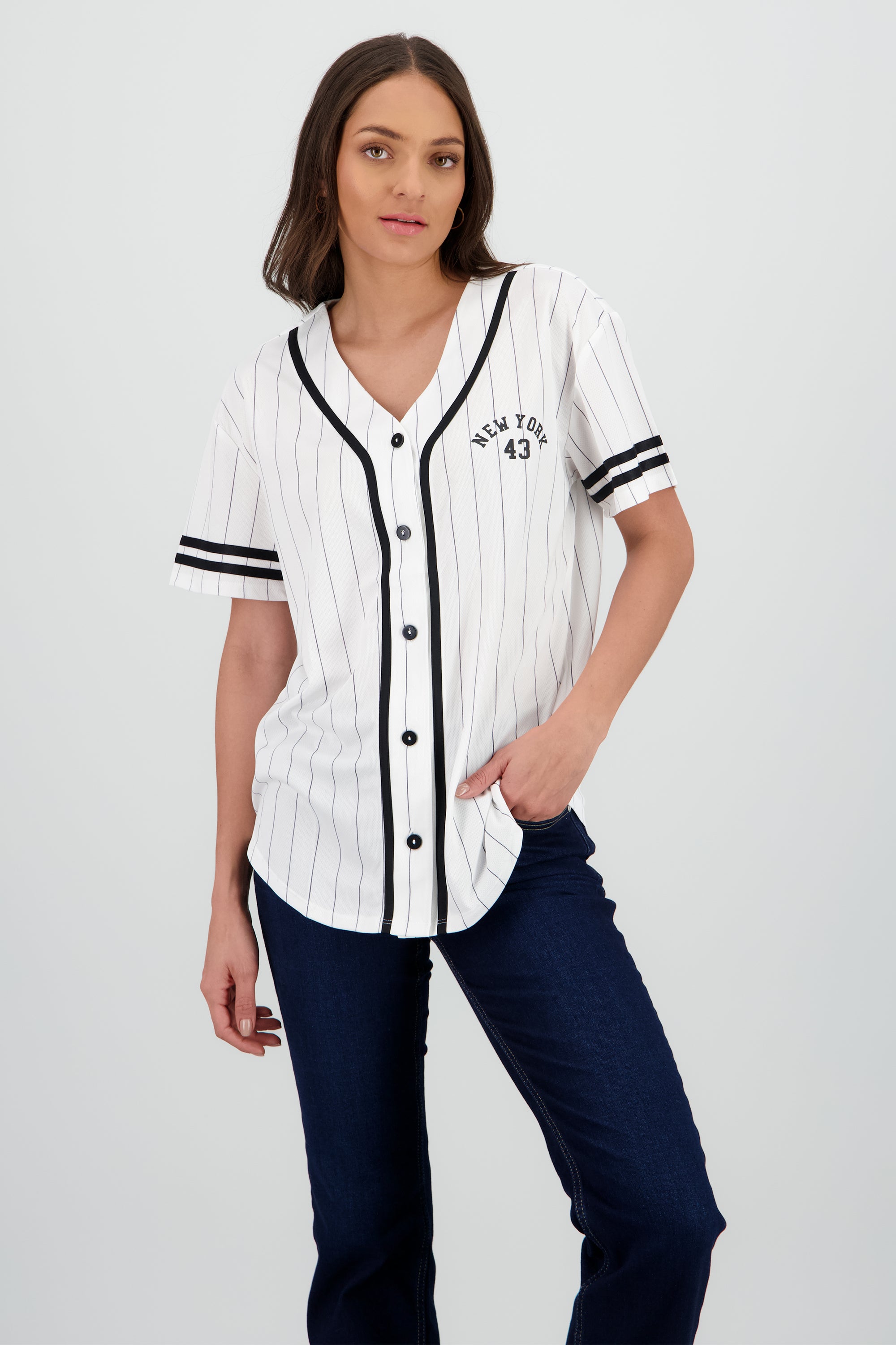 Playera jersey oversized new york BLANCO COMBO