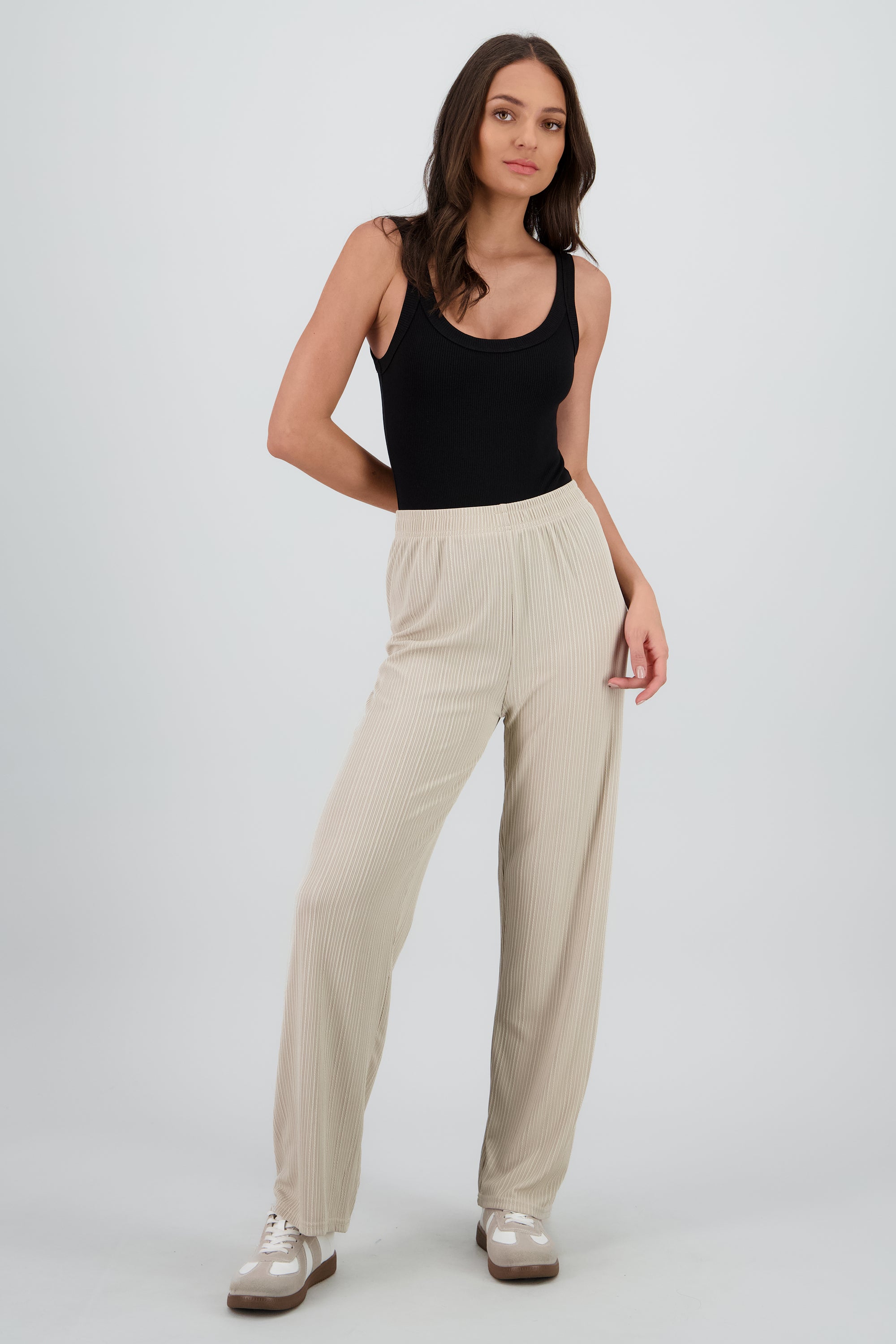 Pantalon amplio rib liso KHAKI