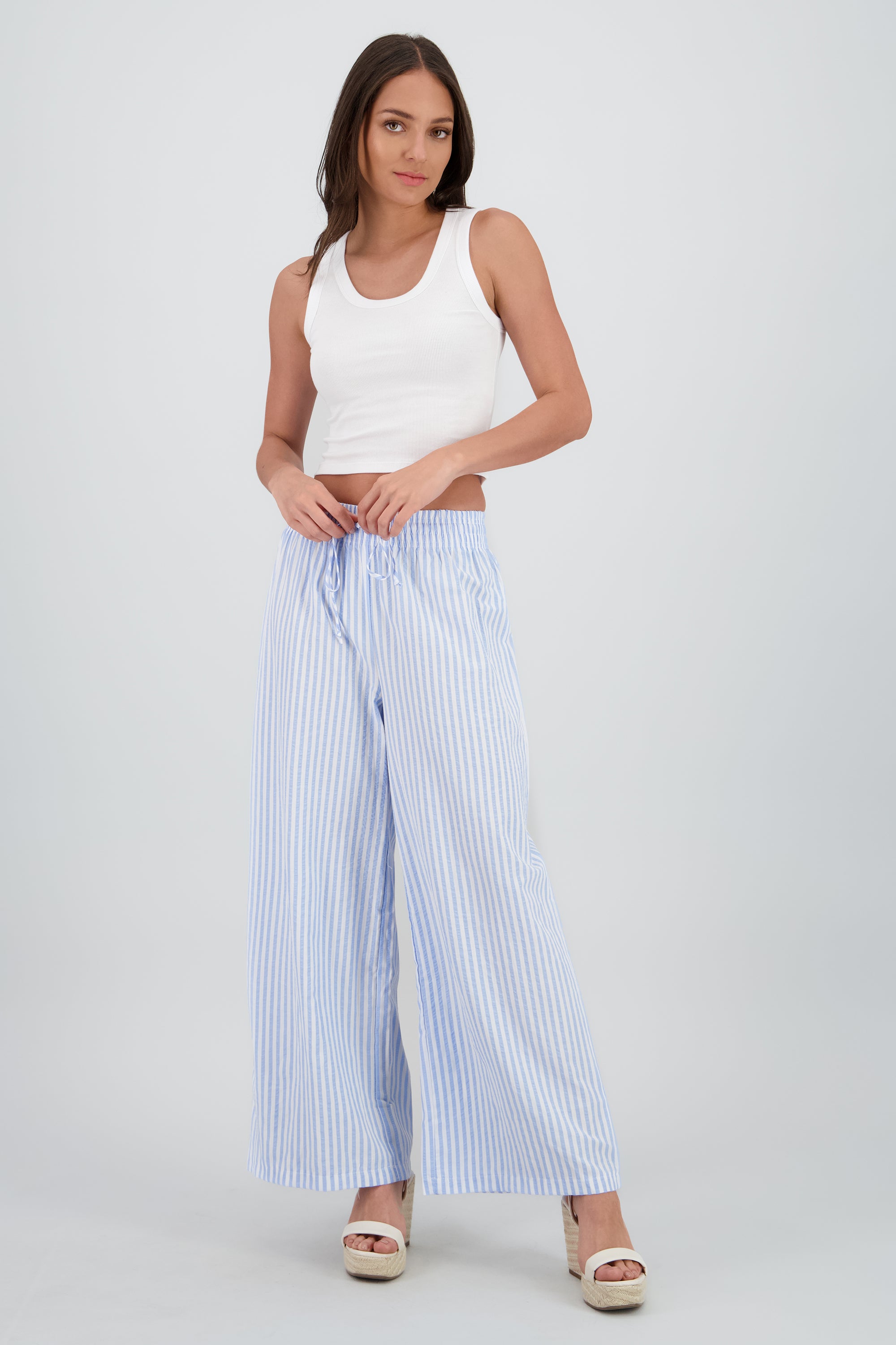 Pantalon amplio rayas AZUL COMBO