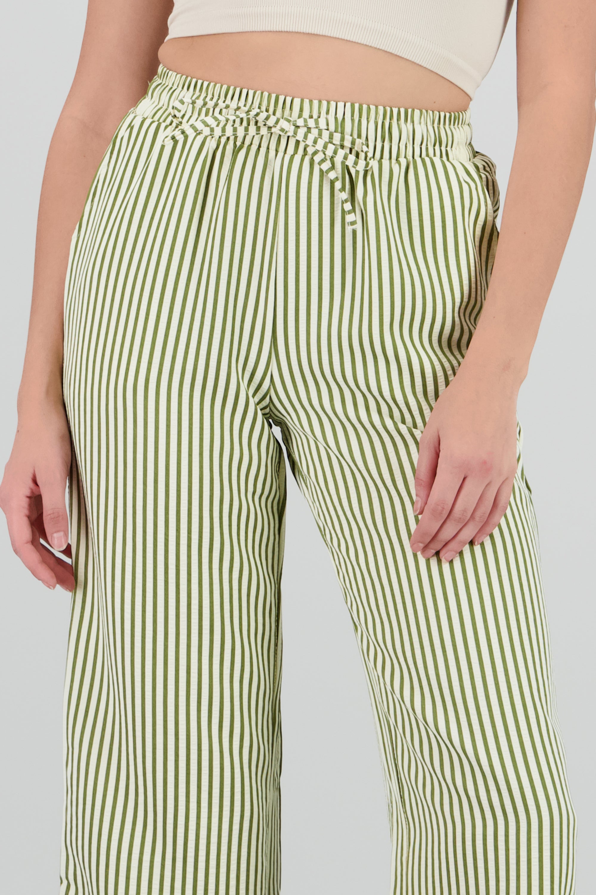 Pantalon rayas textura VERDE COMBO