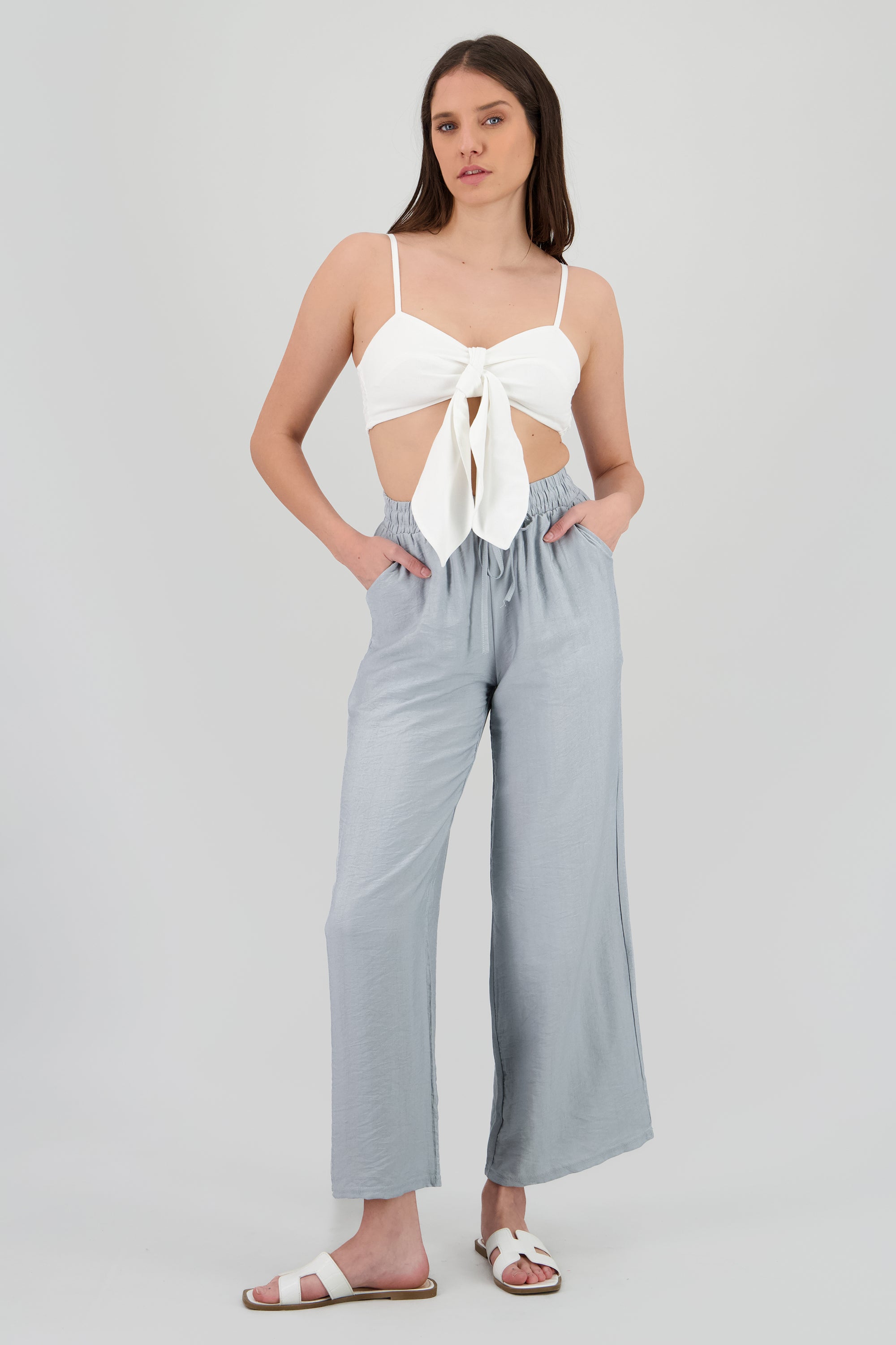 Pantalon amplio con jareta AZUL