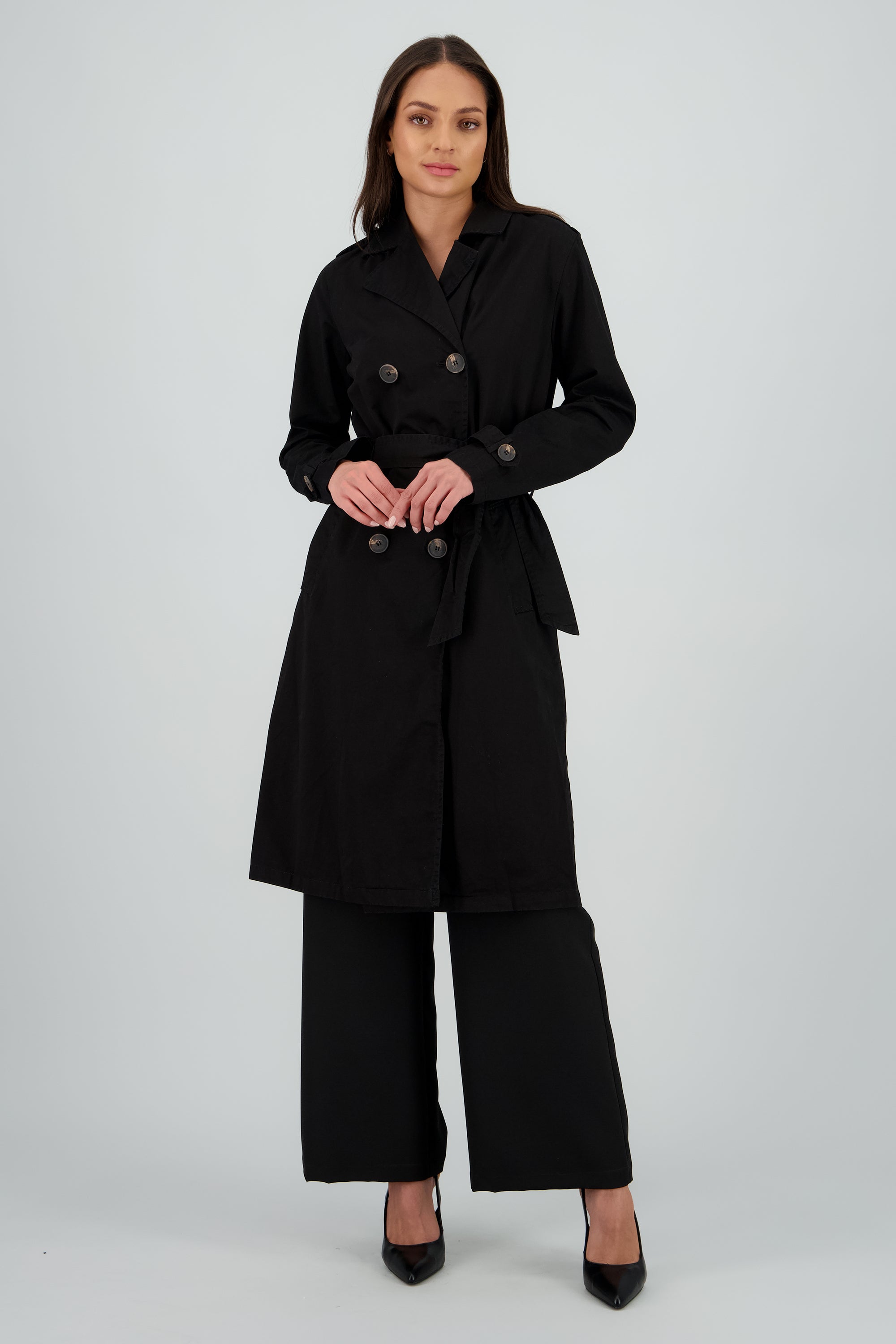 Gabardina maxi NEGRO