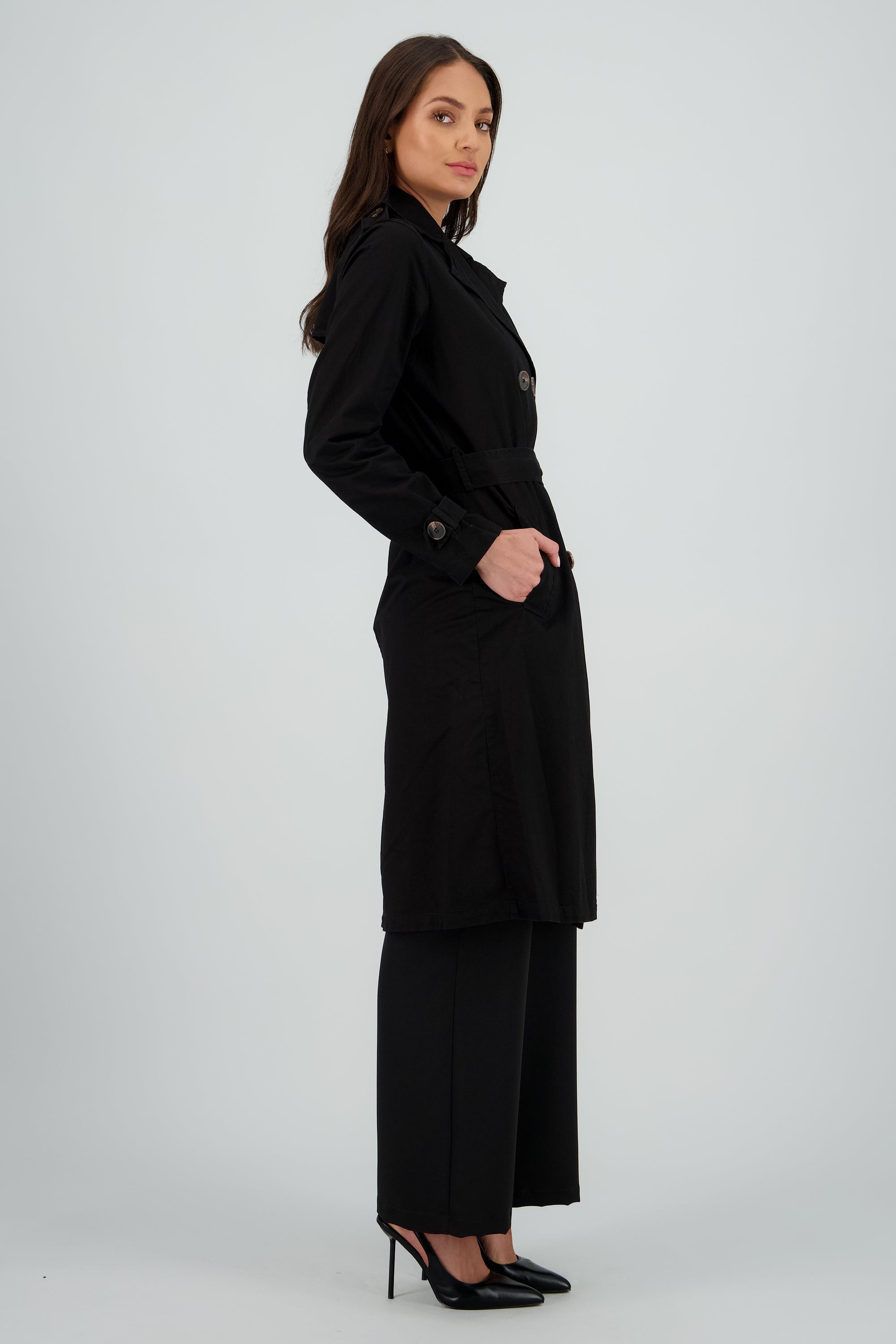 Gabardina maxi NEGRO
