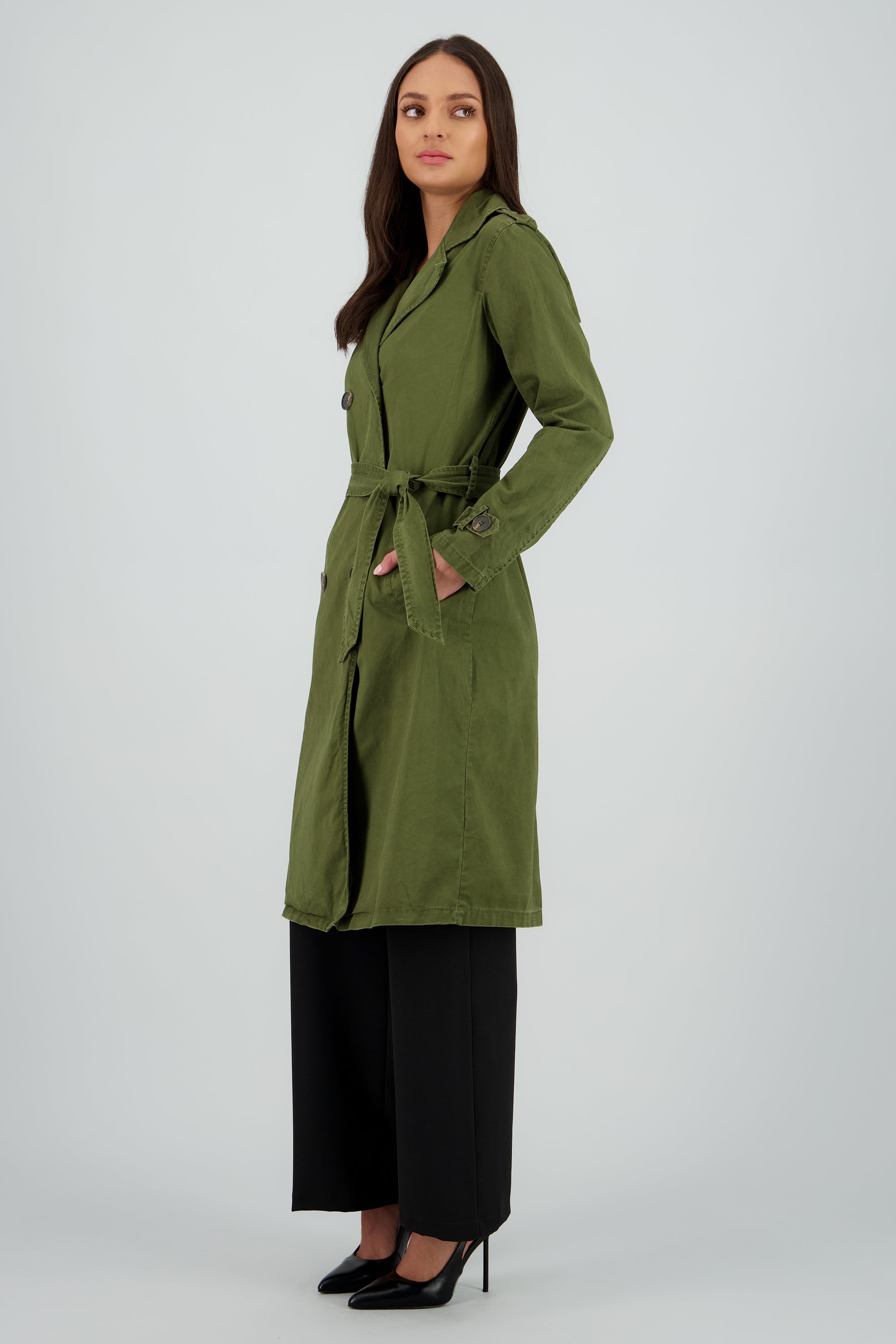 Gabardina maxi OLIVO