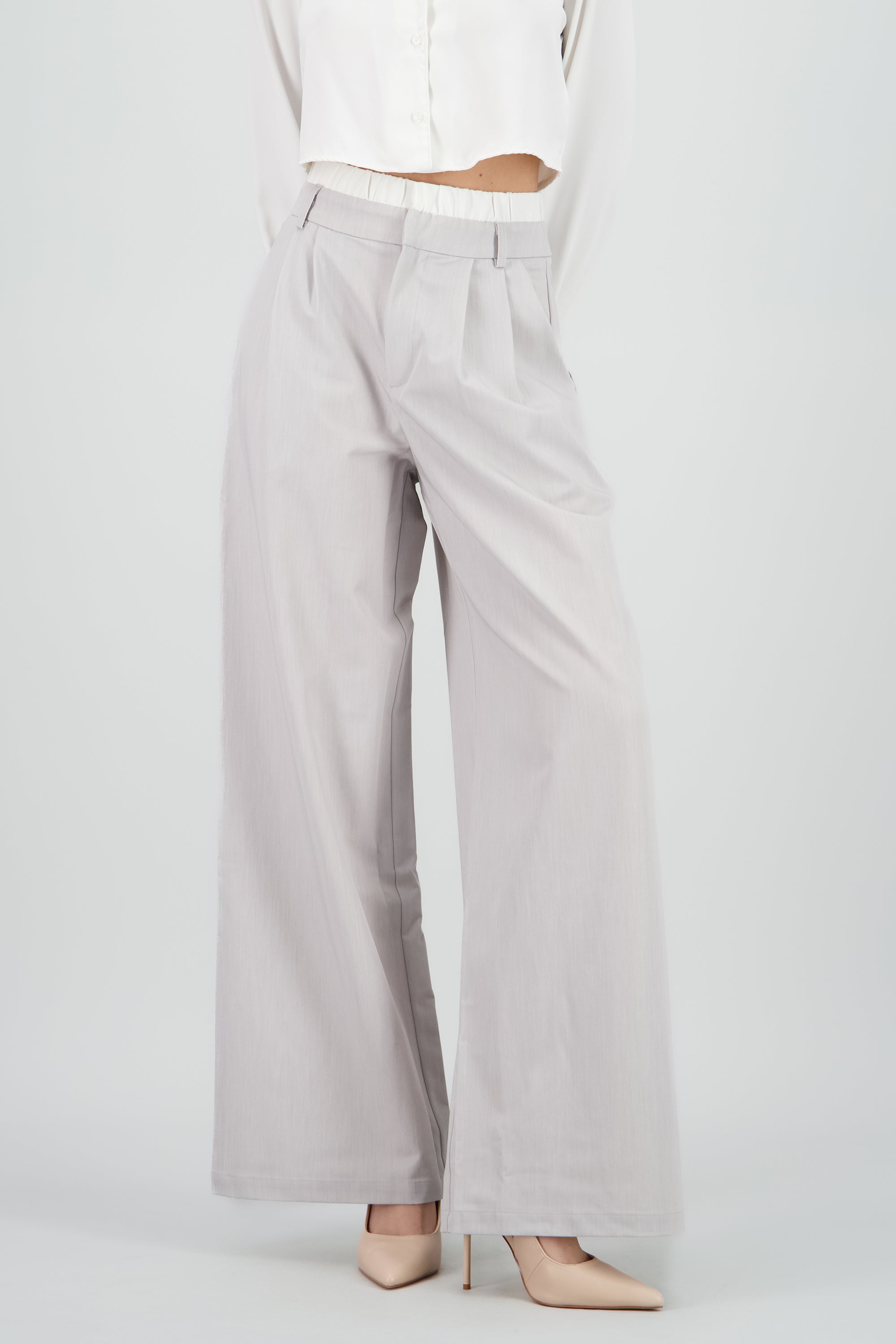 Pantalon sastre doble pretina contraste GRIS COMBO