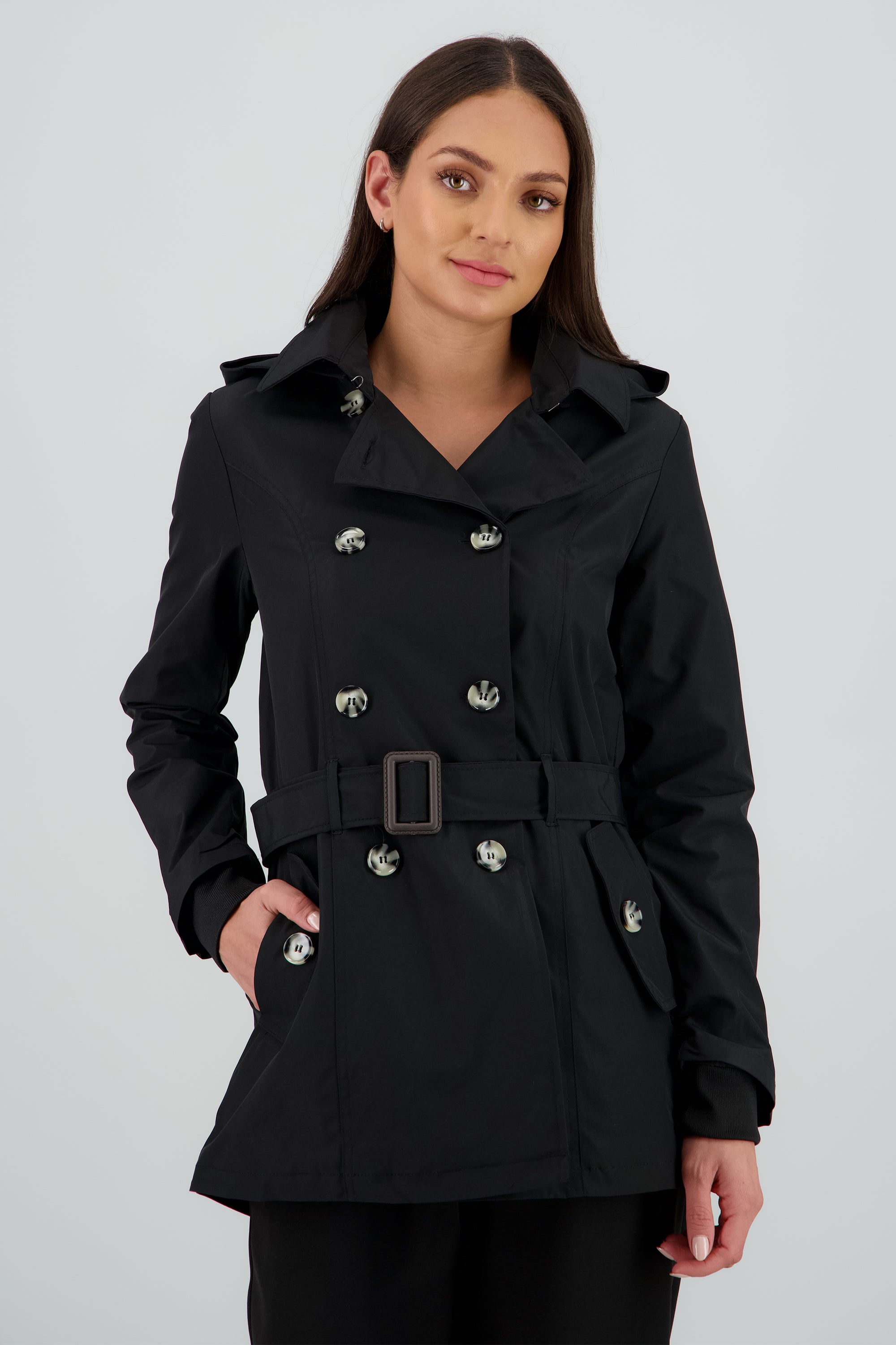 Gabardina con gorro NEGRO