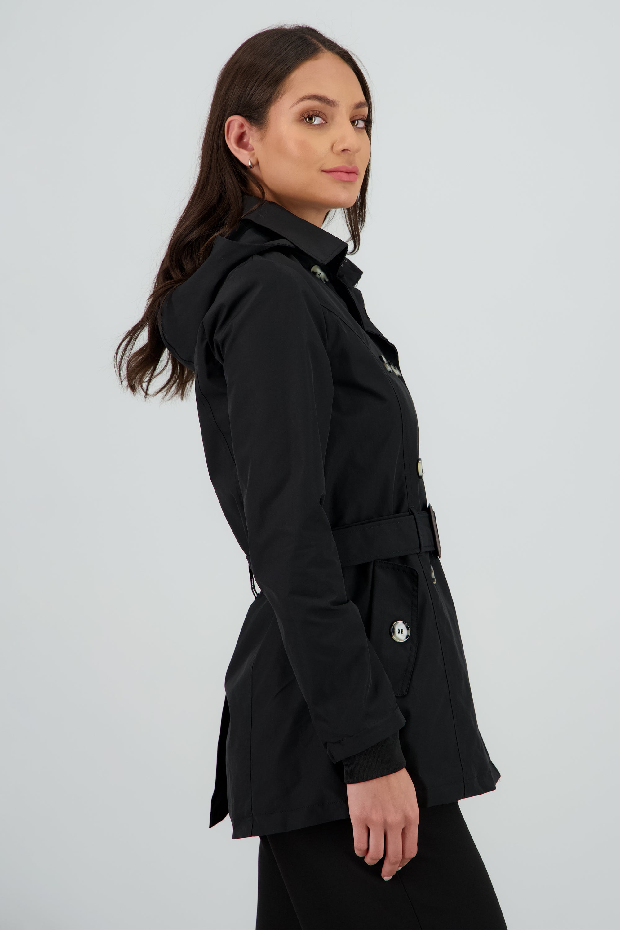 Gabardina con gorro NEGRO