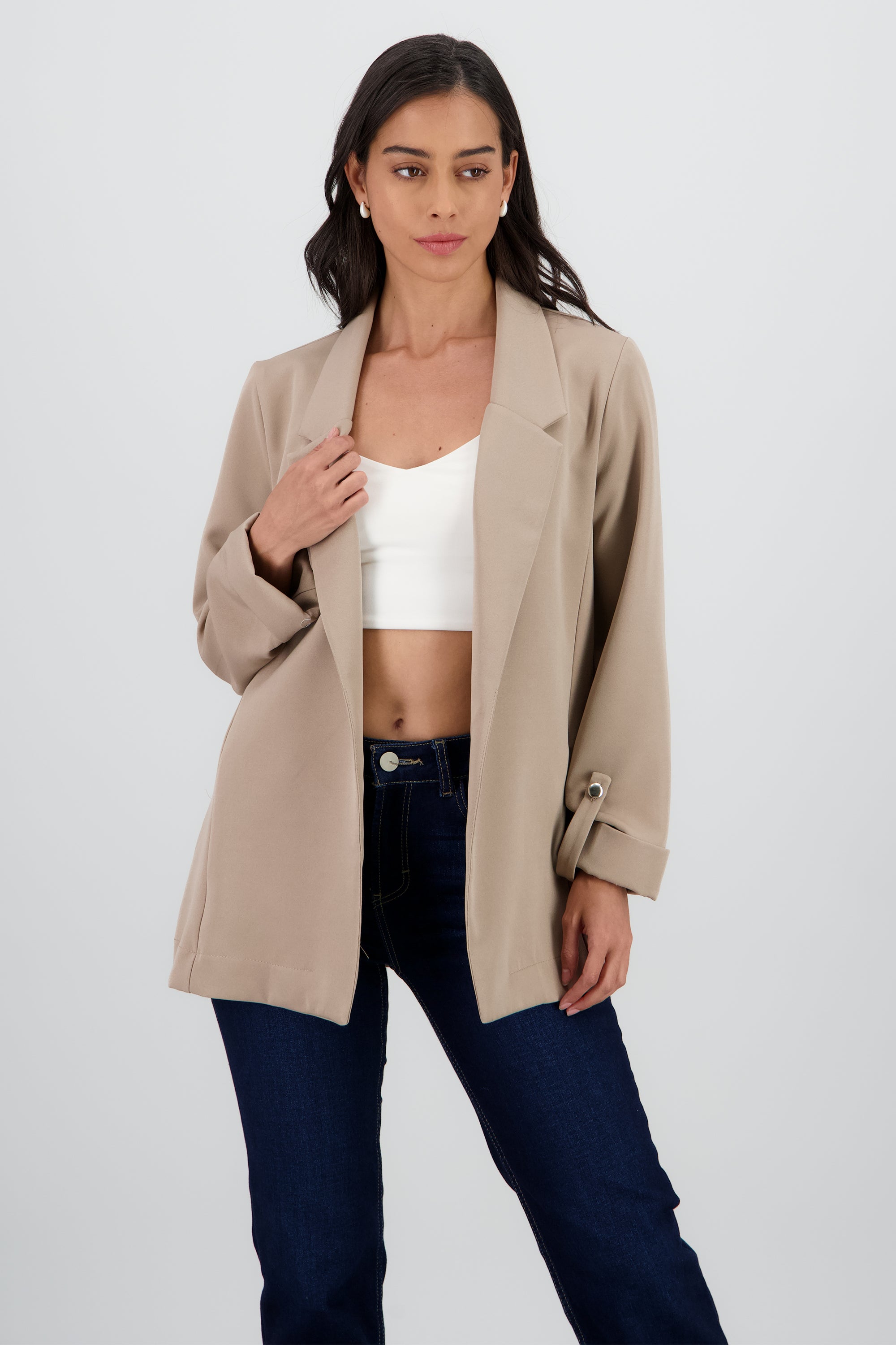 Blazer manga larga detalle solapa TAUPE