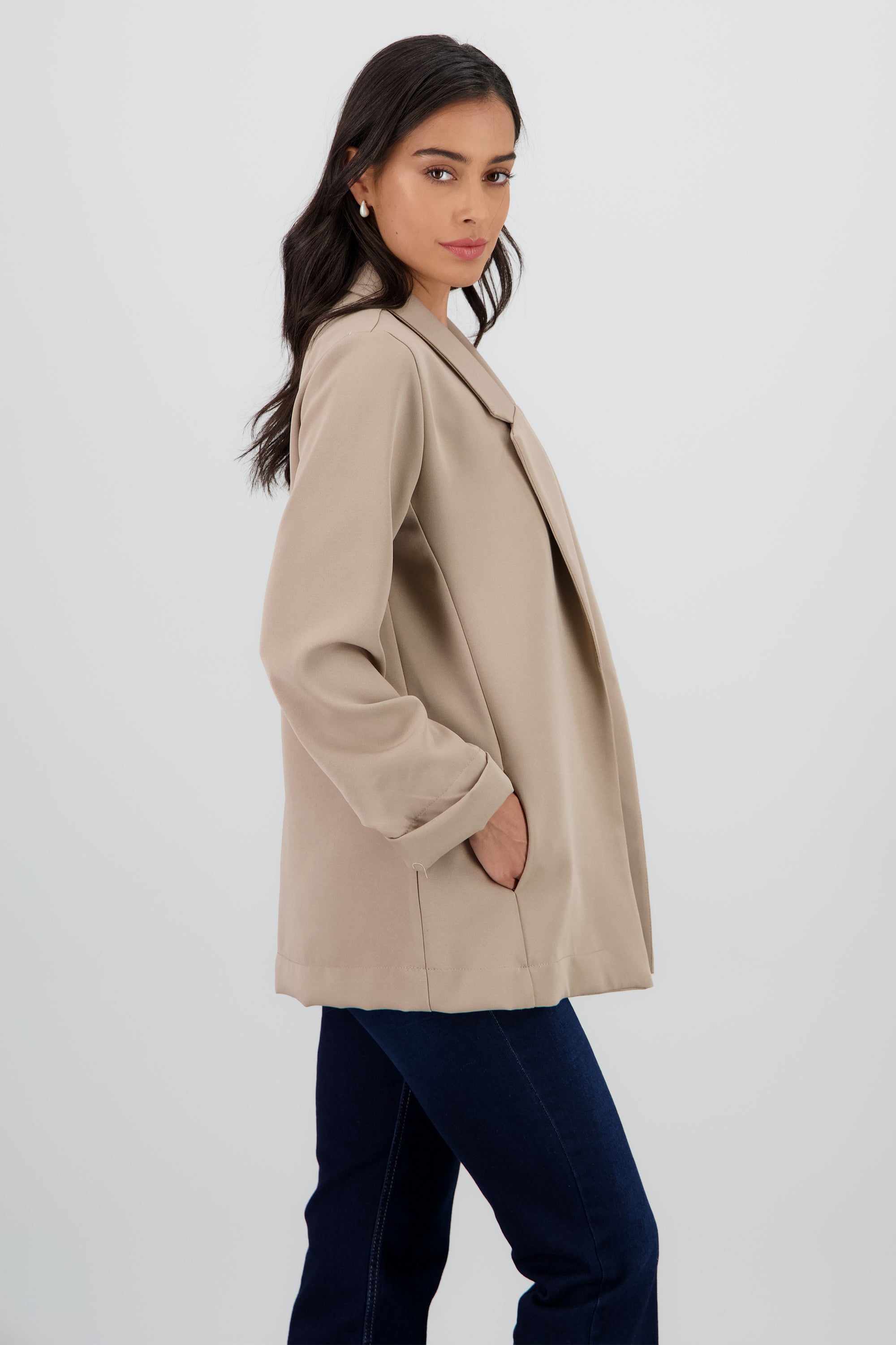 Blazer manga larga detalle solapa TAUPE