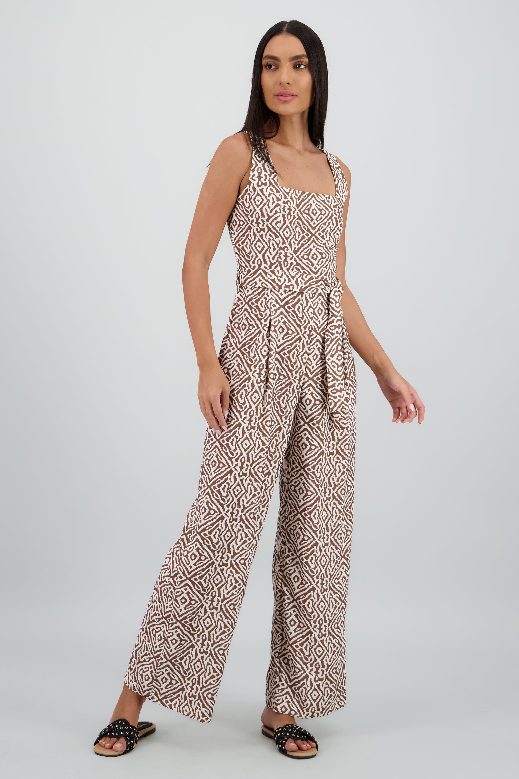 Jumpsuit tirantes gruesos escote cuadrado BEIGE