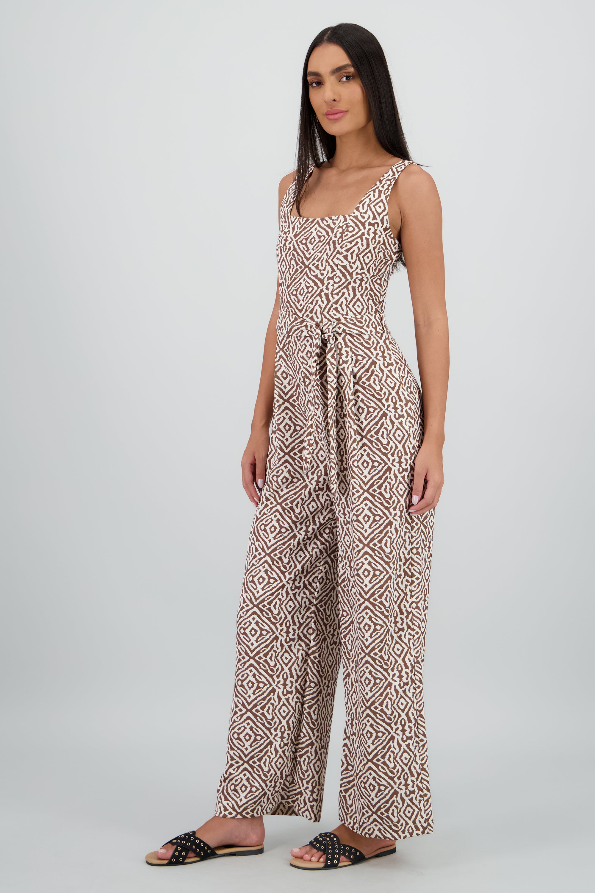 Jumpsuit tirantes gruesos escote cuadrado BEIGE