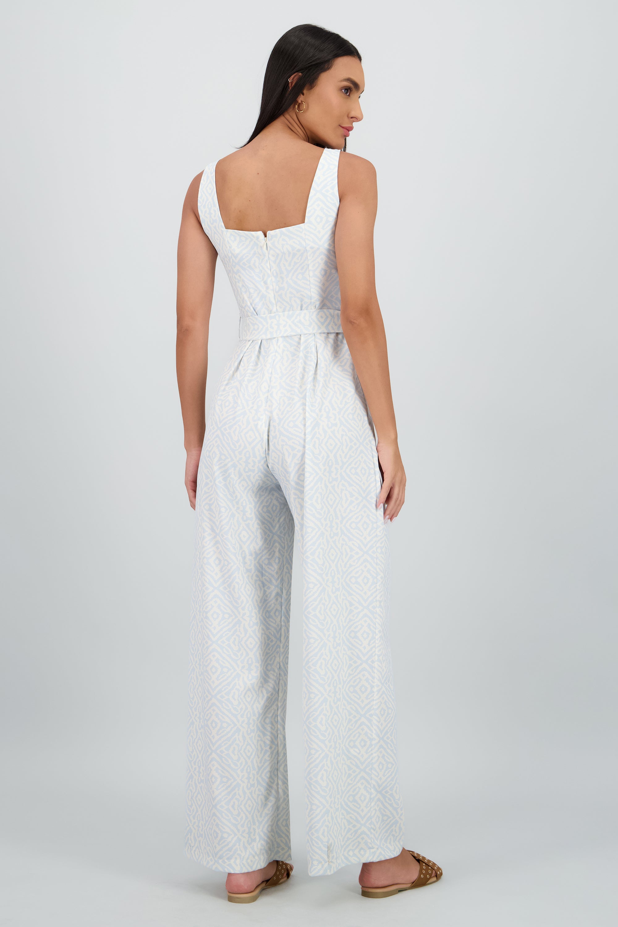 Jumpsuit tirantes gruesos escote cuadrado AZUL COMBO