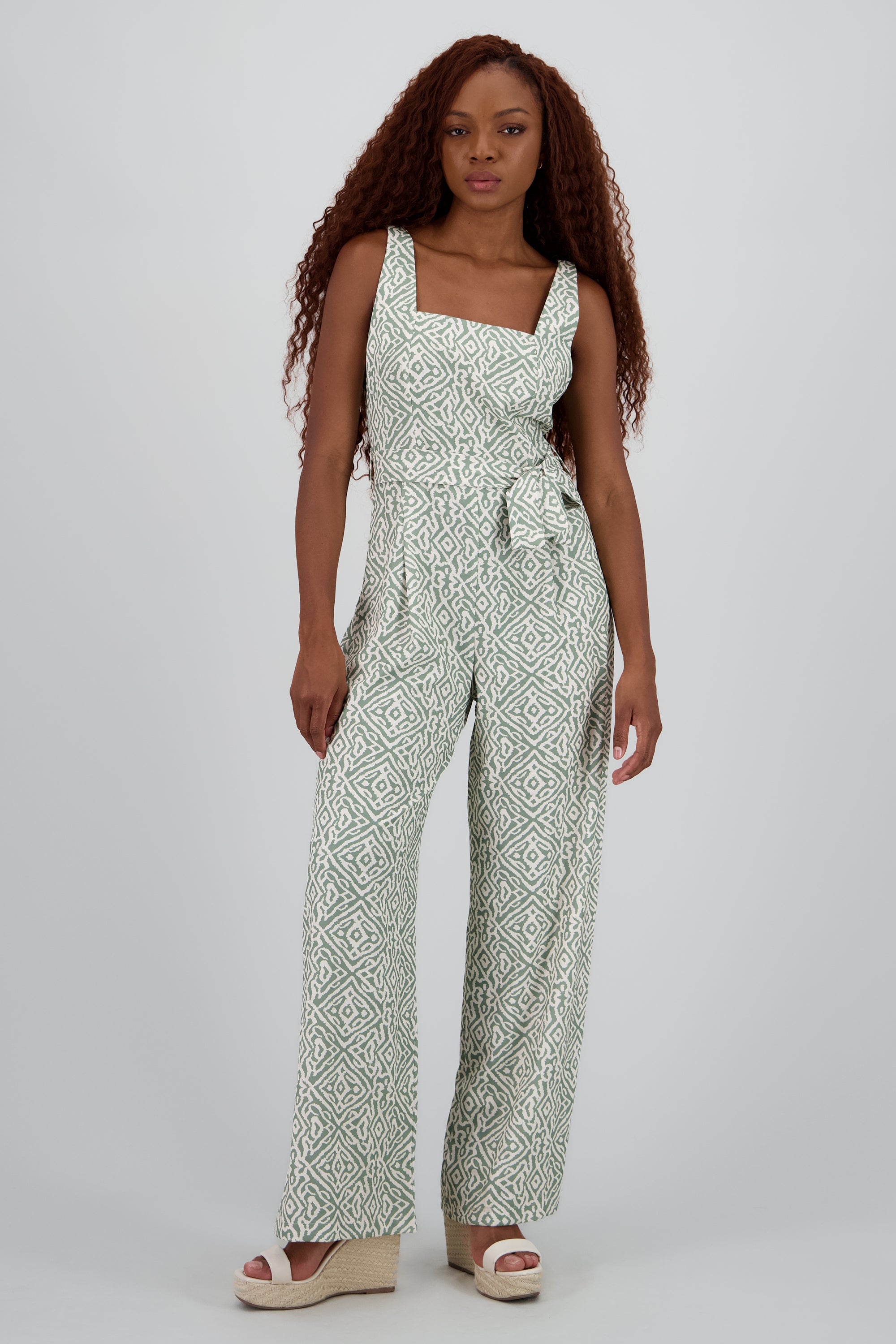 Jumpsuit tirantes gruesos escote cuadrado OLIVO COMBO