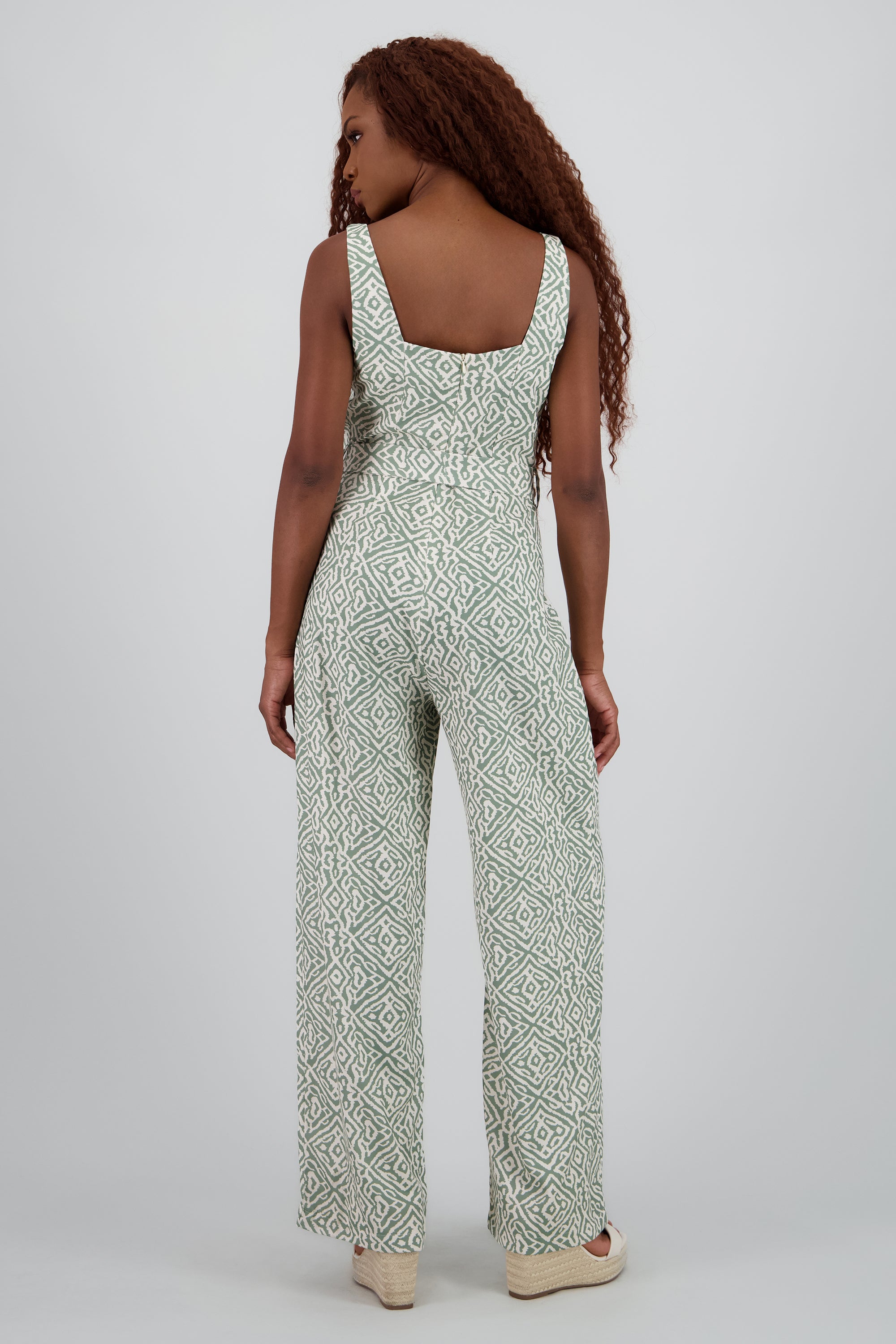 Jumpsuit tirantes gruesos escote cuadrado OLIVO COMBO