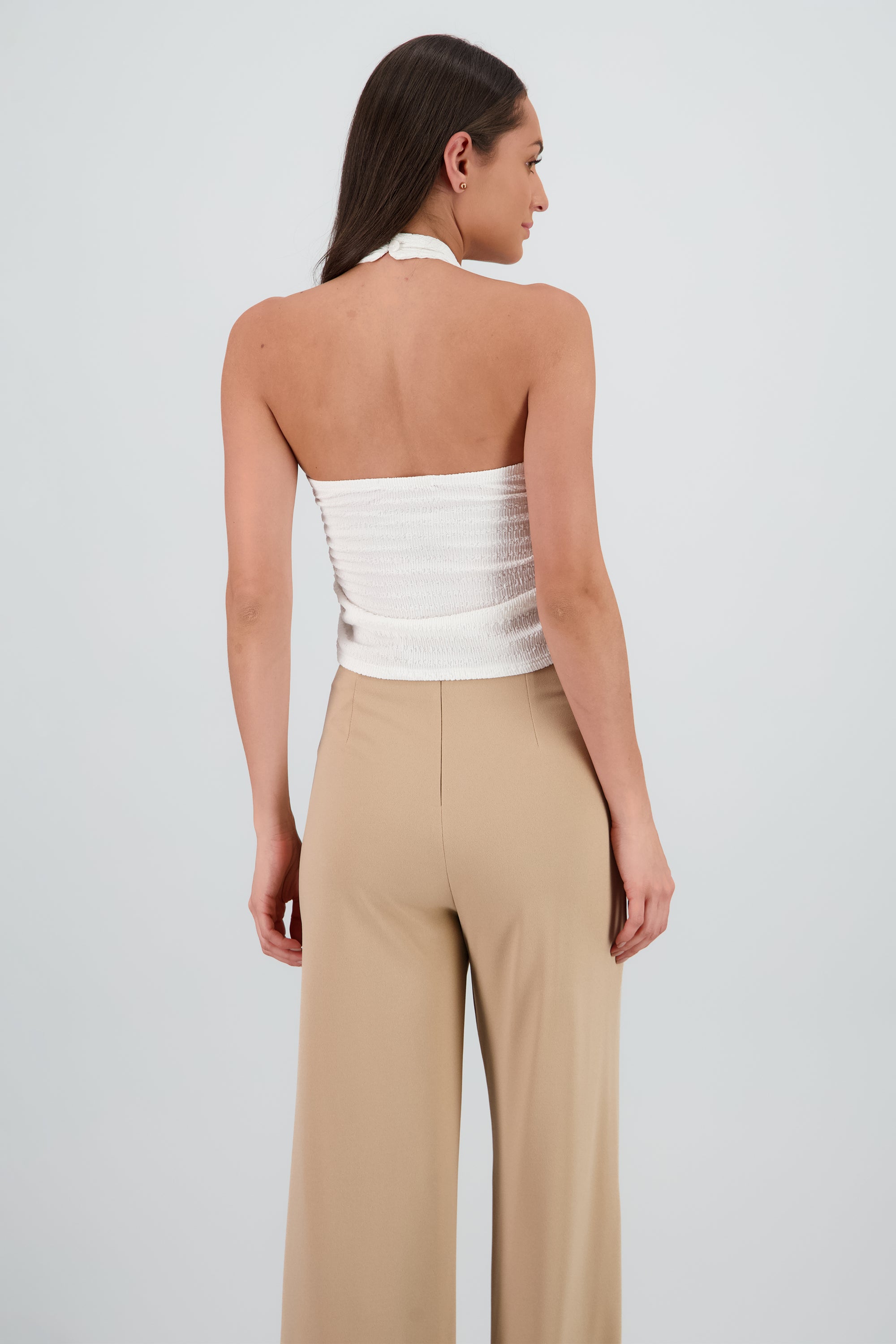 Top halter detalle textura BLANCO