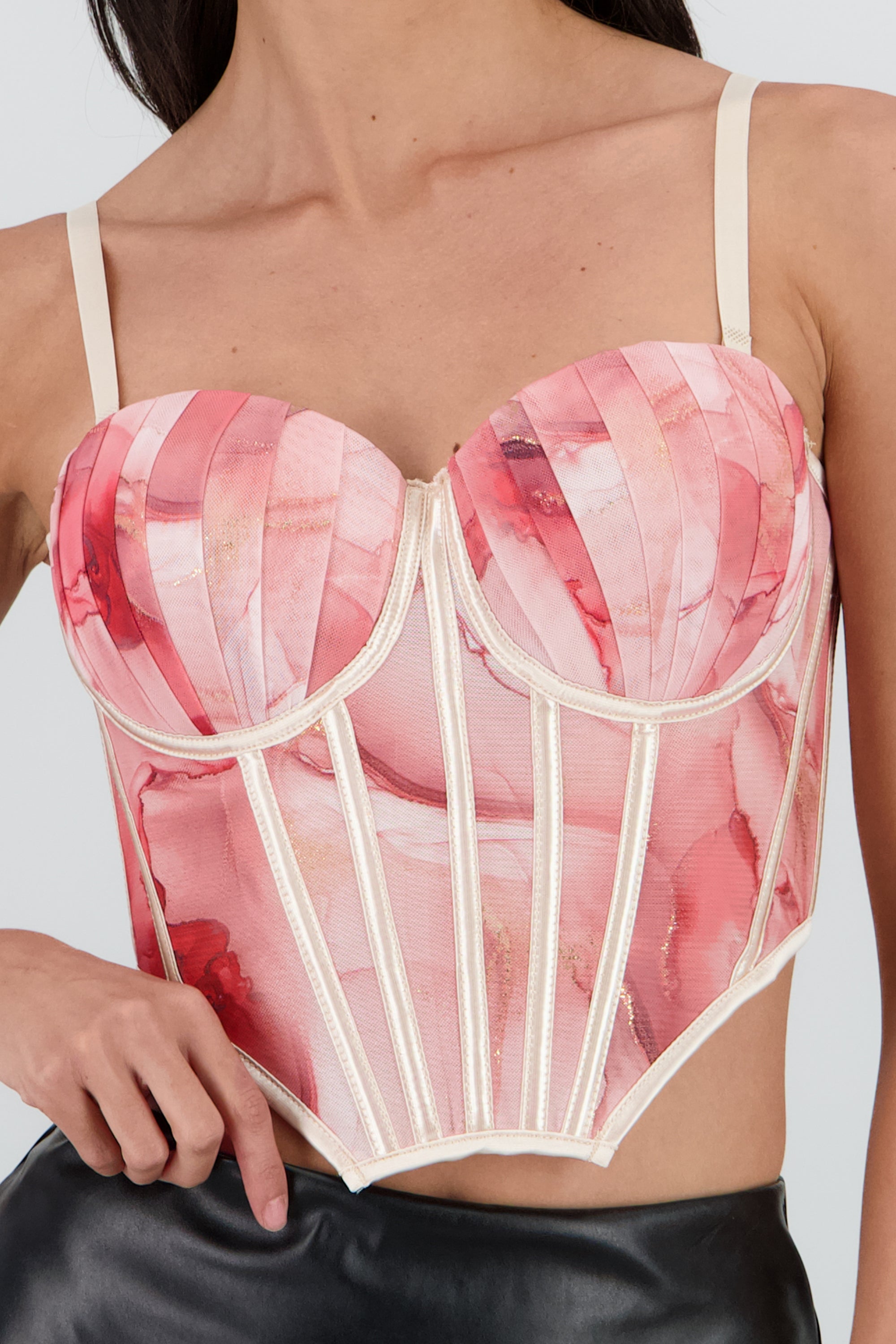 Corset copas estampado marmol ROSA COMBO