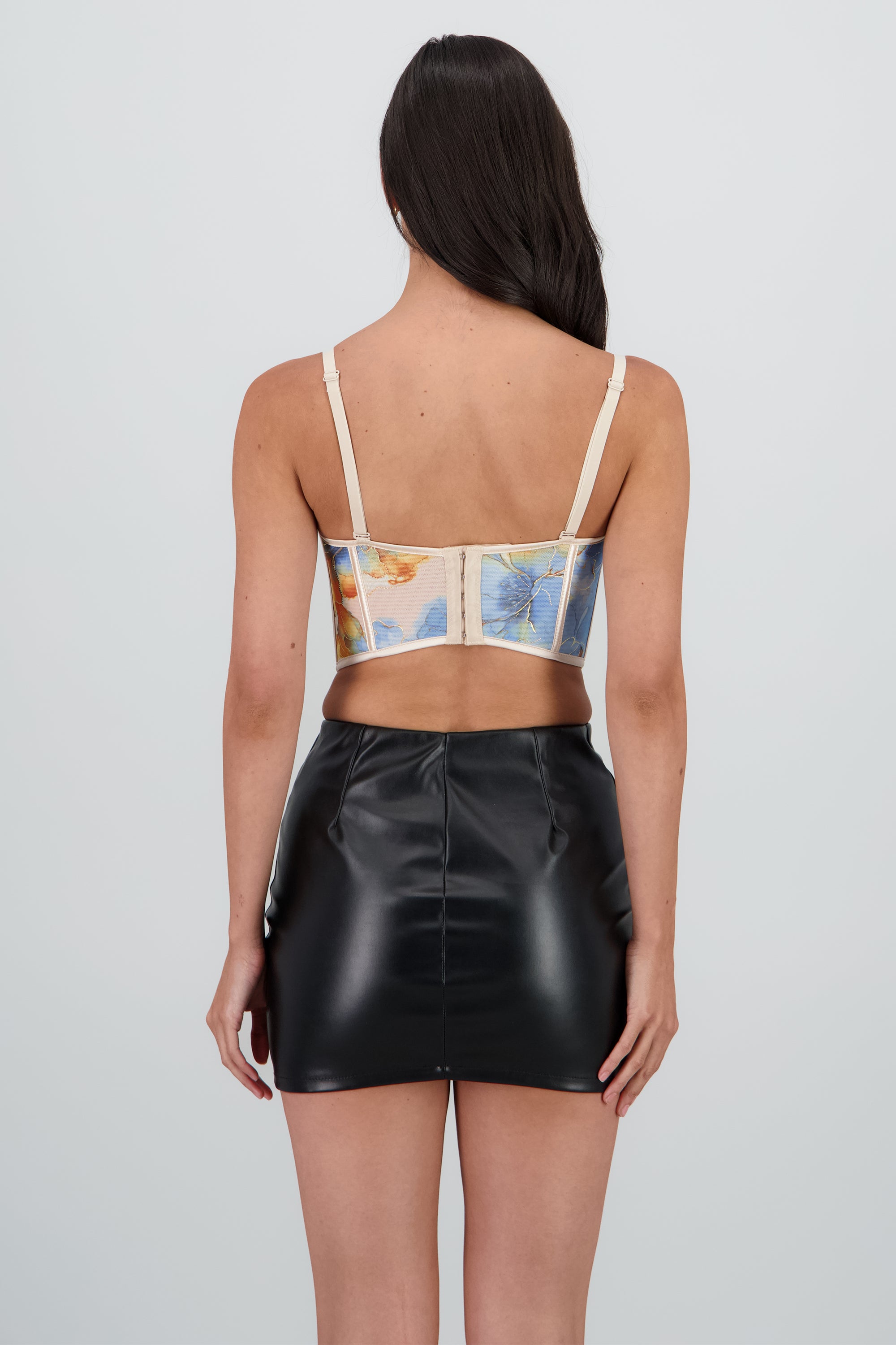 Corset copas estampado flores AZUL COMBO