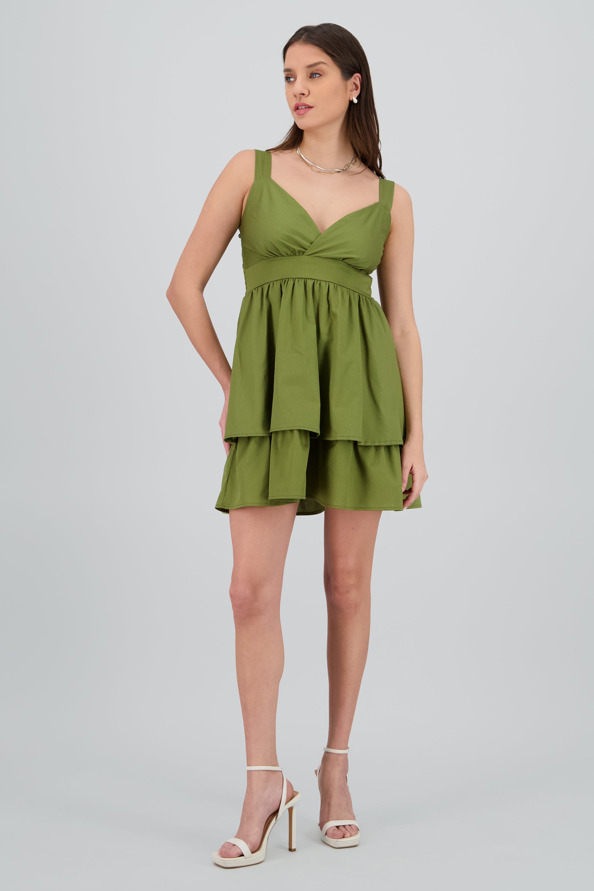 Vestido mini escote cruzado tirantes OLIVO