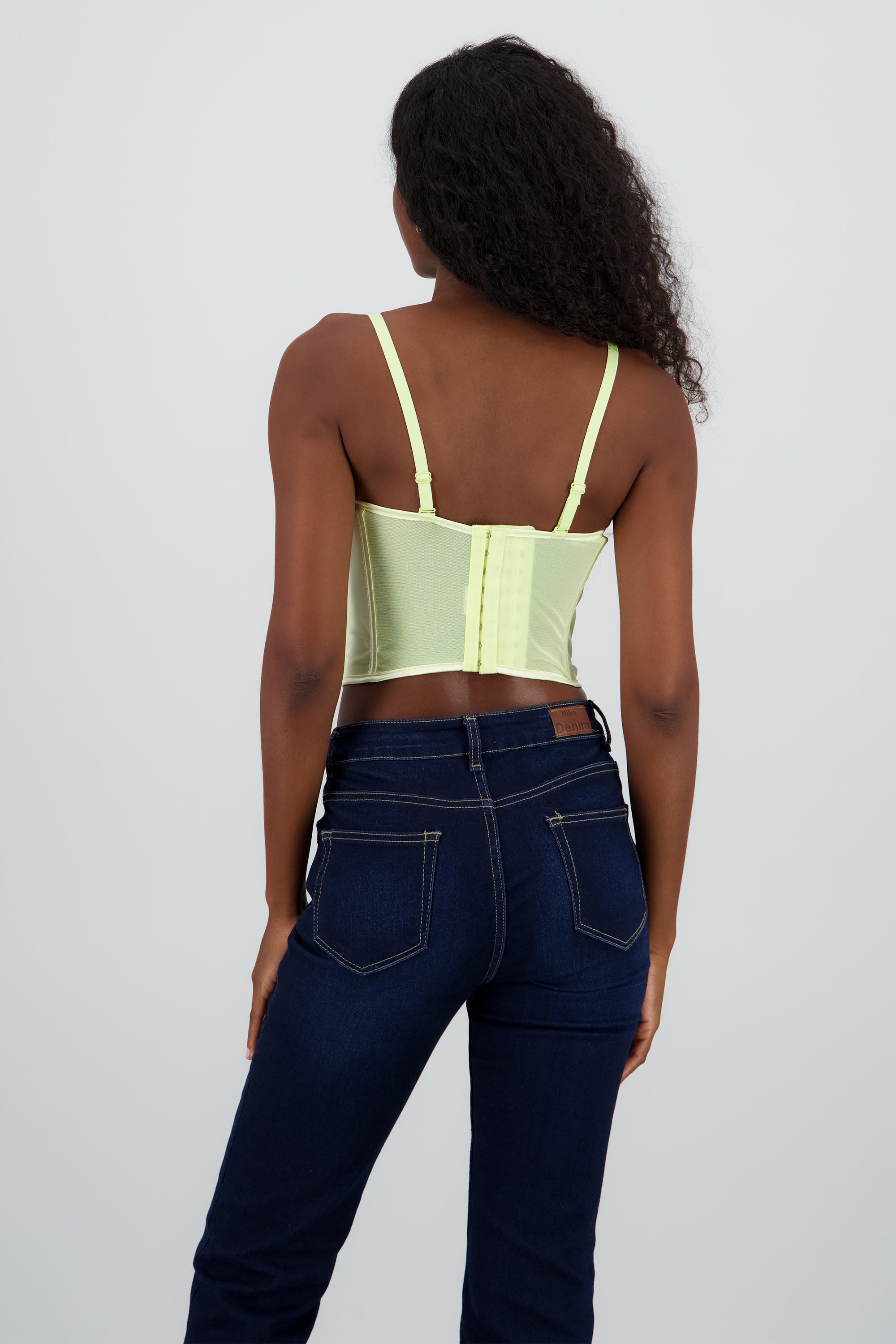 Corset tirantes copas encaje AMARILLO PASTEL