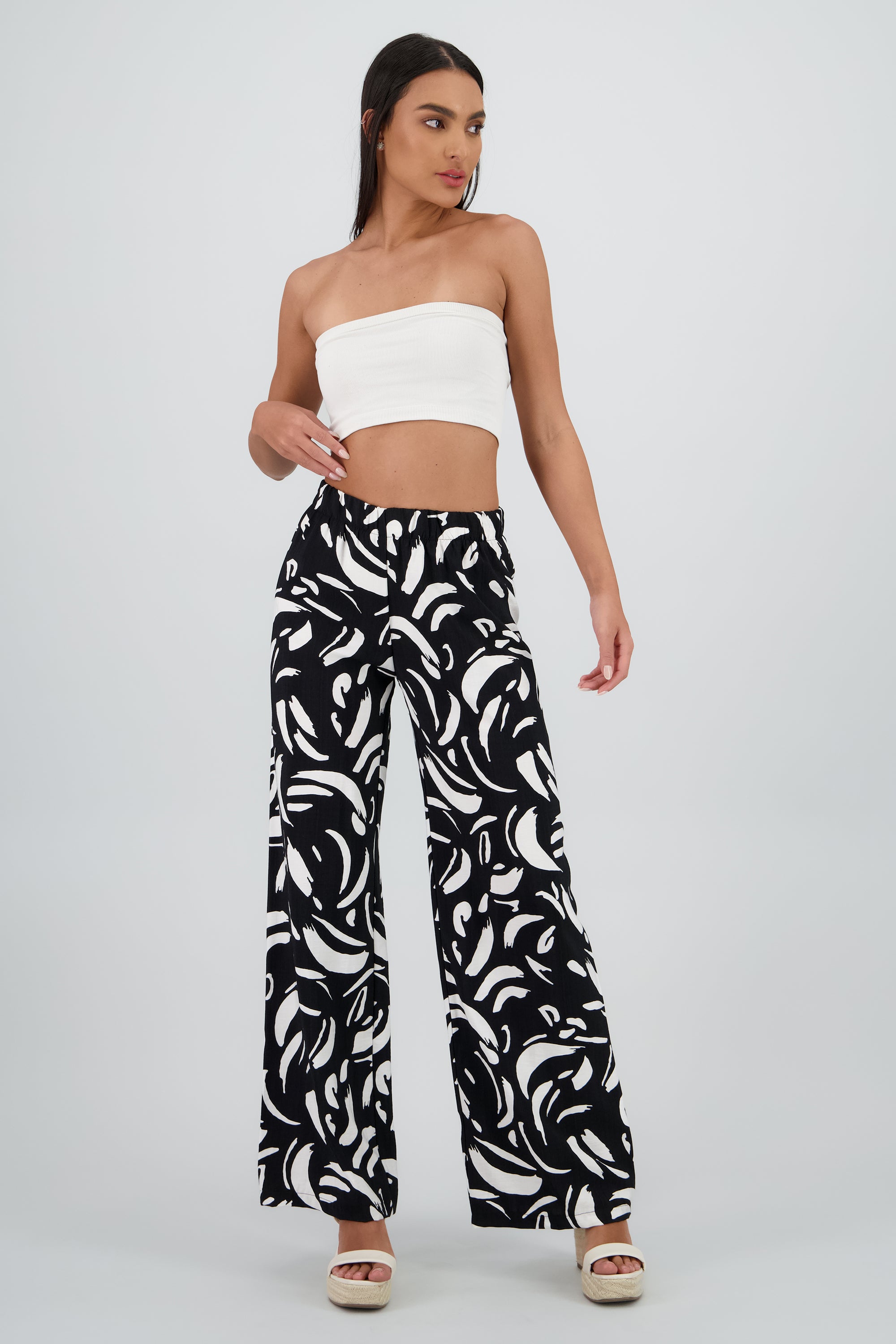 Pantalon amplio estampado NEGRO COMBO