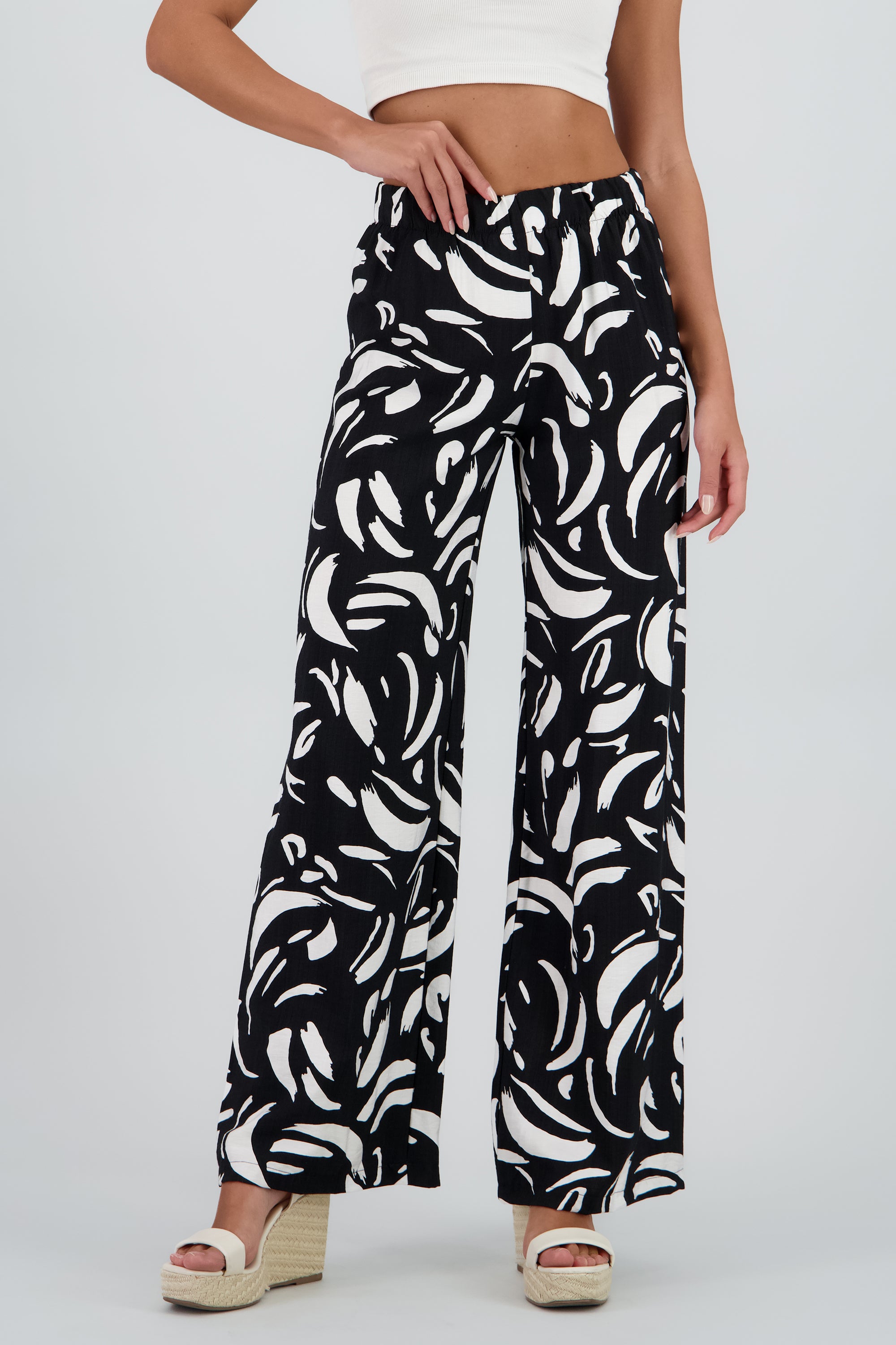 Pantalon amplio estampado NEGRO COMBO