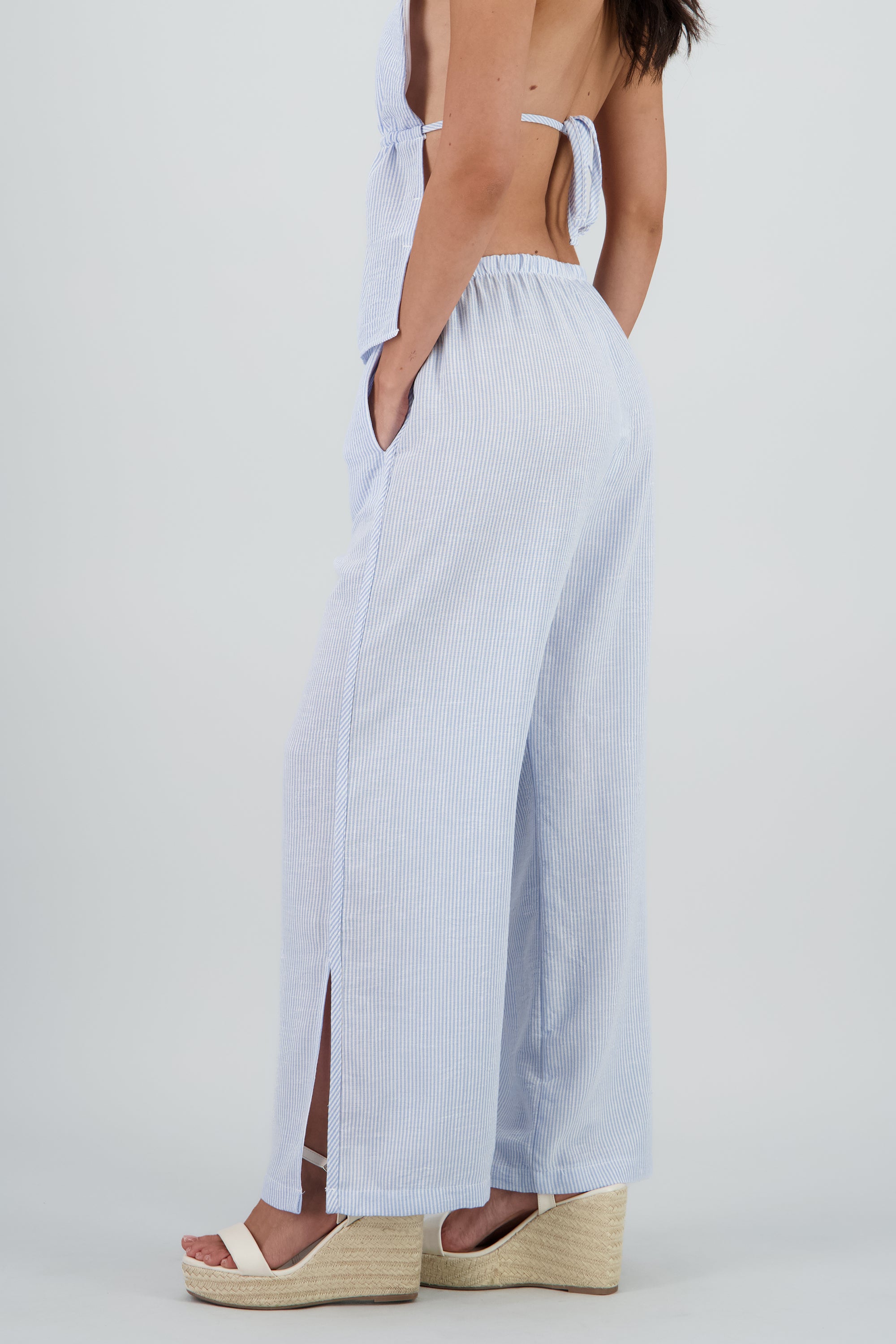 Pantalon cadera ligero rayas AZUL COMBO