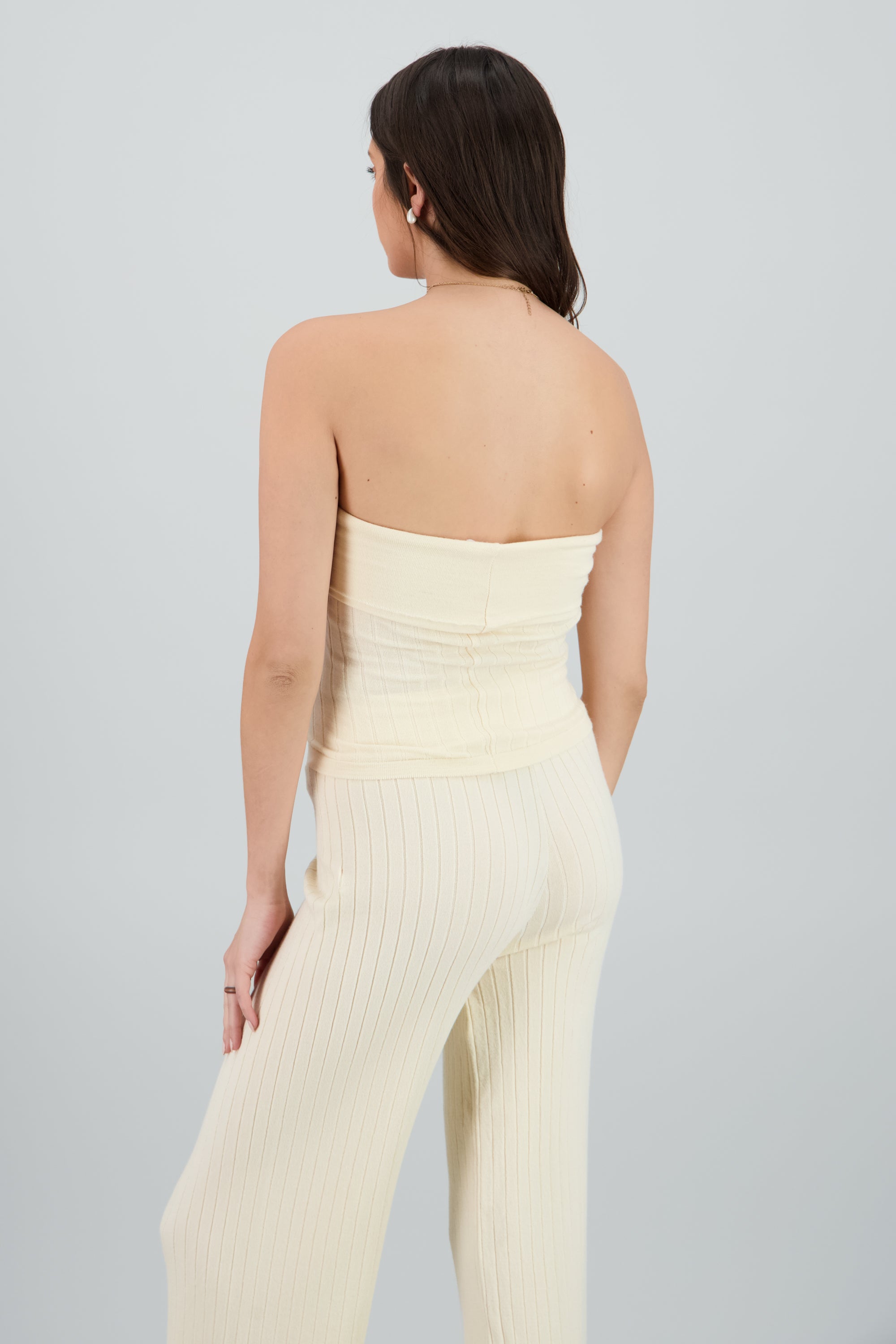 Top tejido strapless HUESO