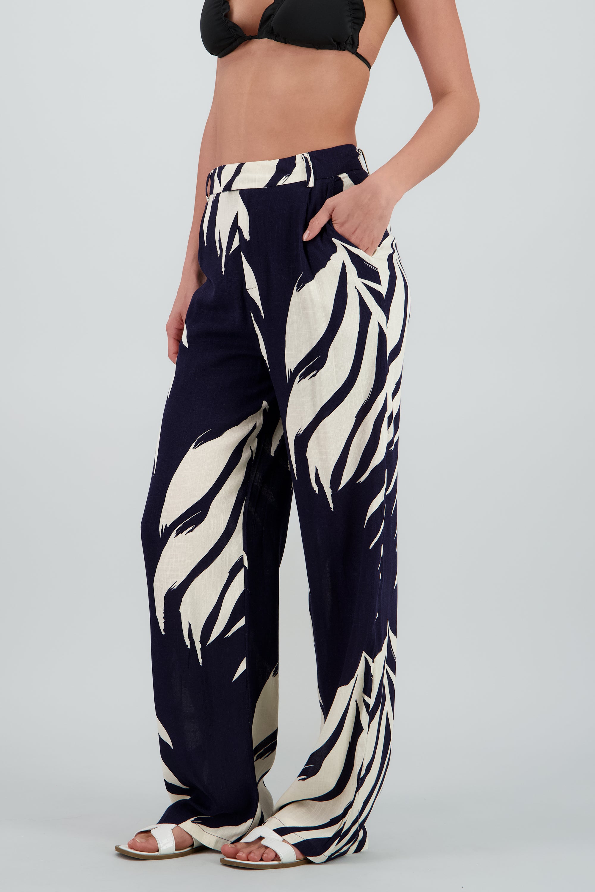 Pantalon fluido print palmera MARINO COMBO