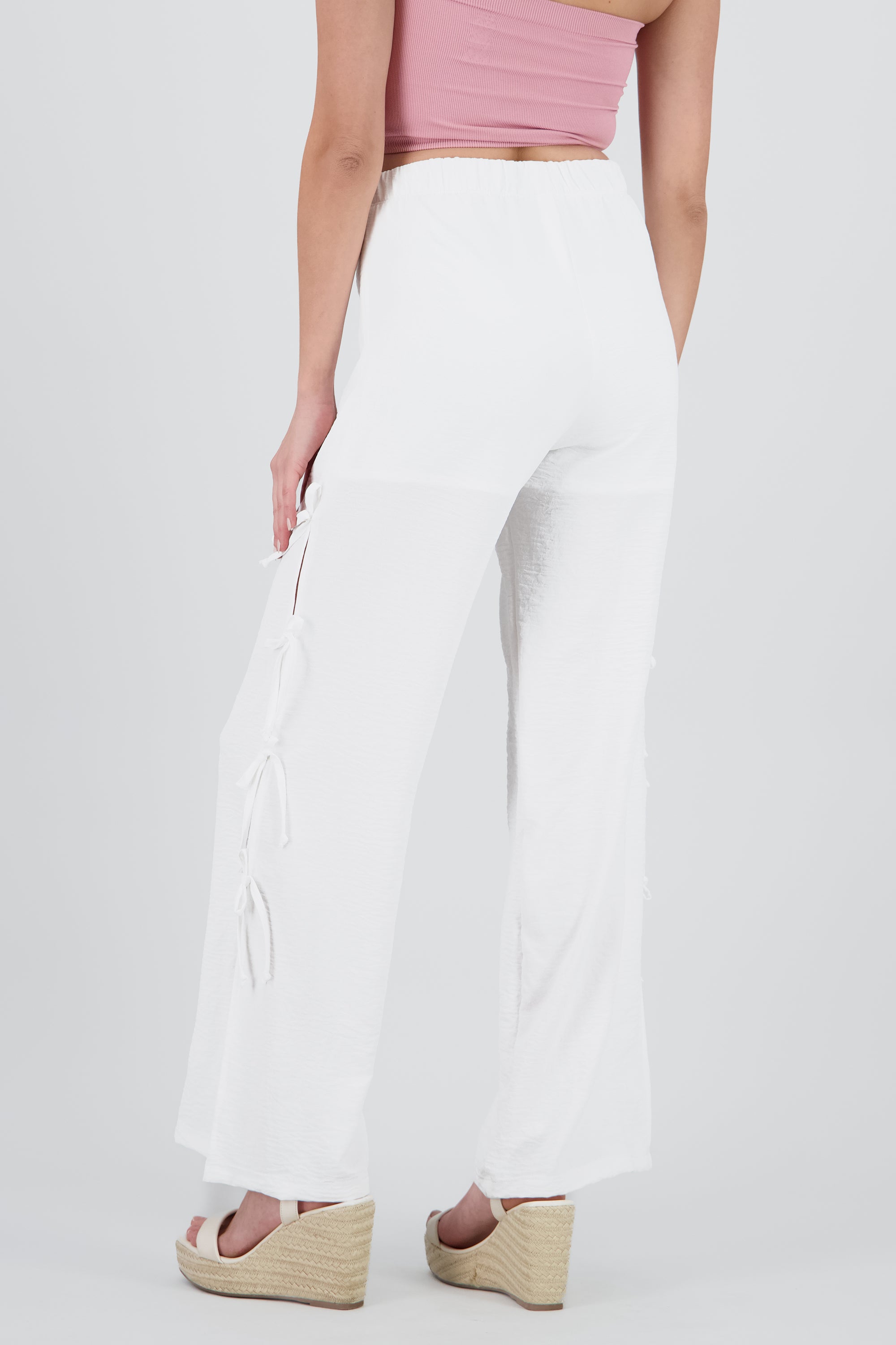 Pantalon detalle moños BLANCO