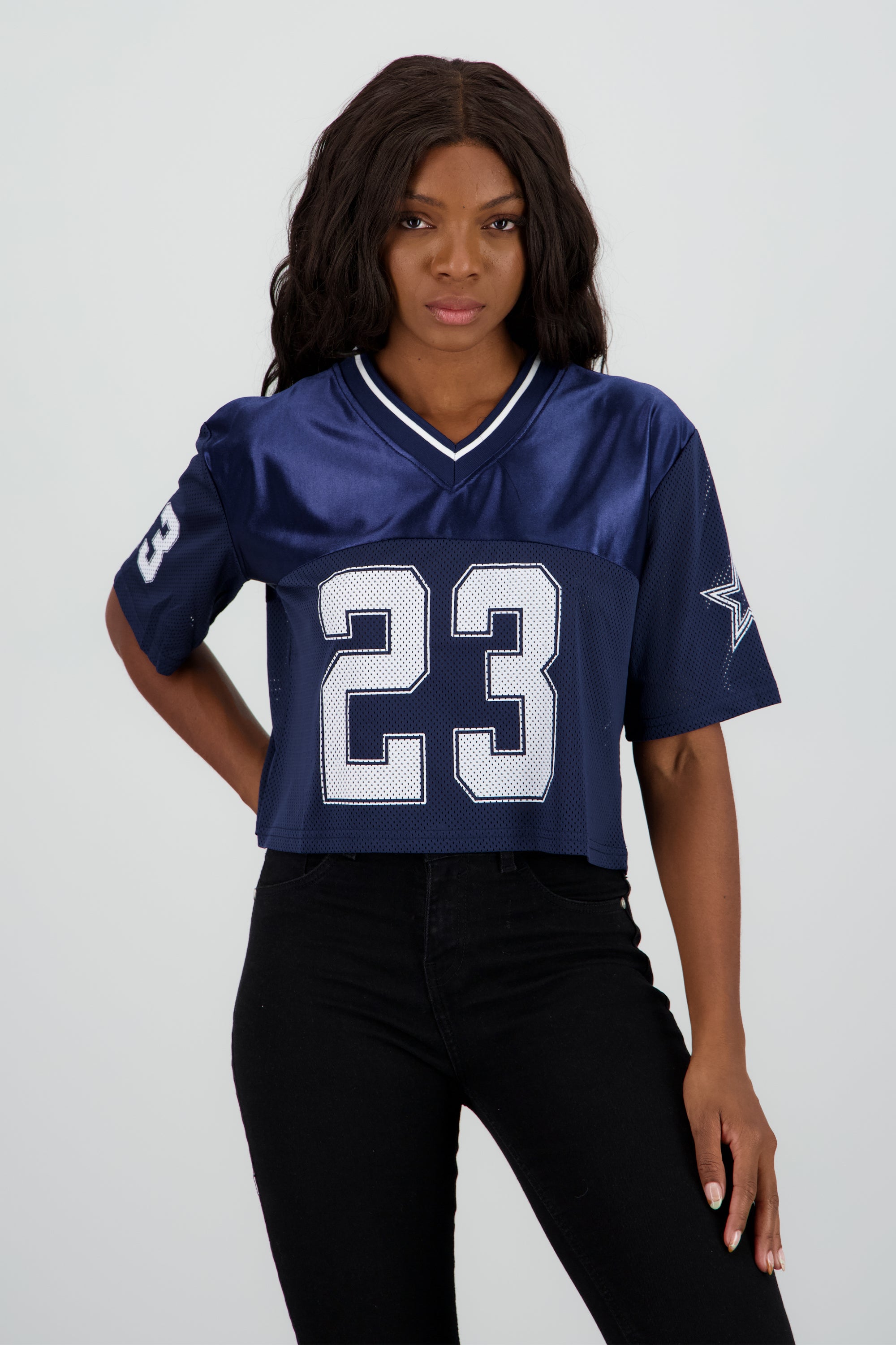 Top tipo jersey deportiva crop MARINO