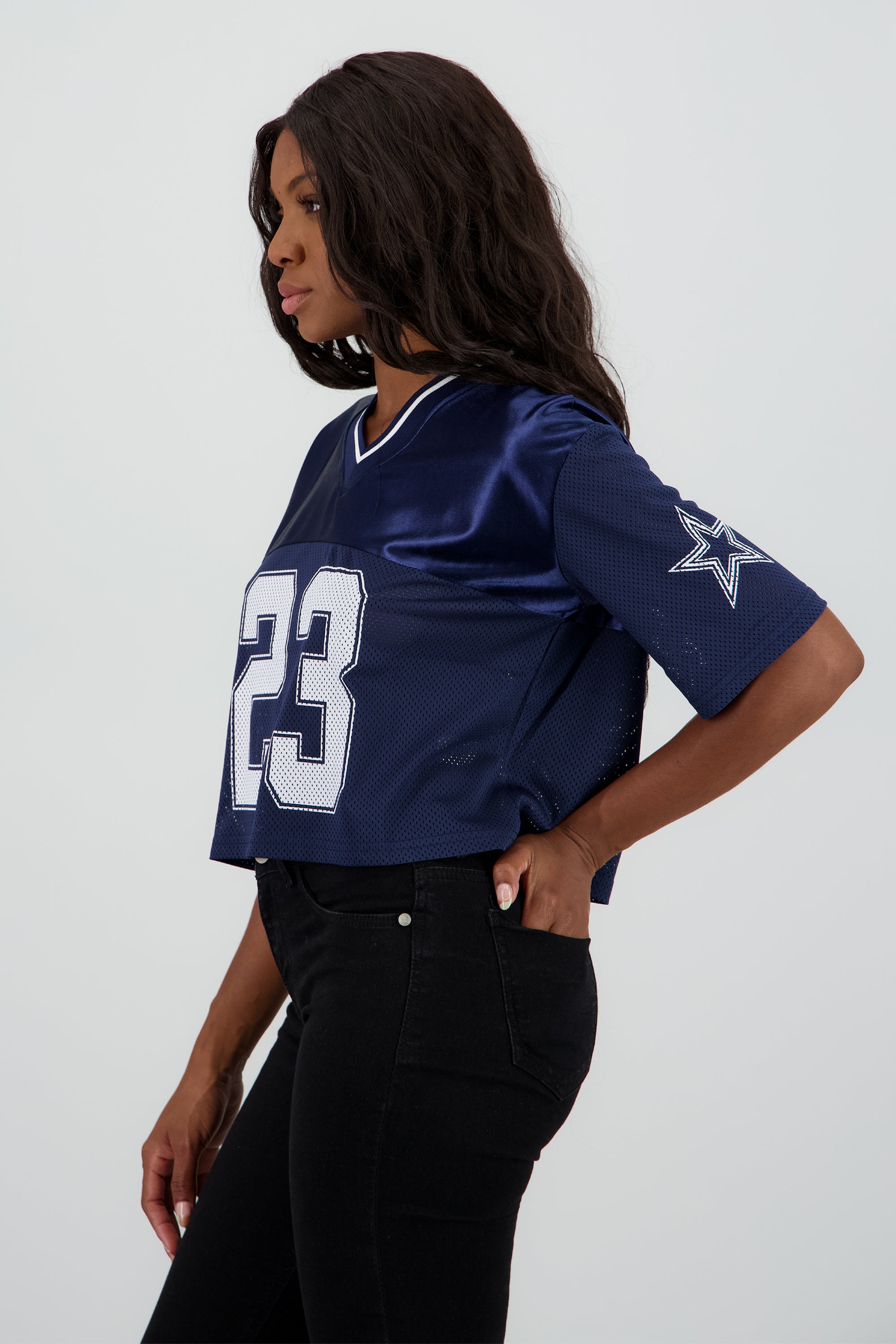 Top tipo jersey deportiva crop MARINO
