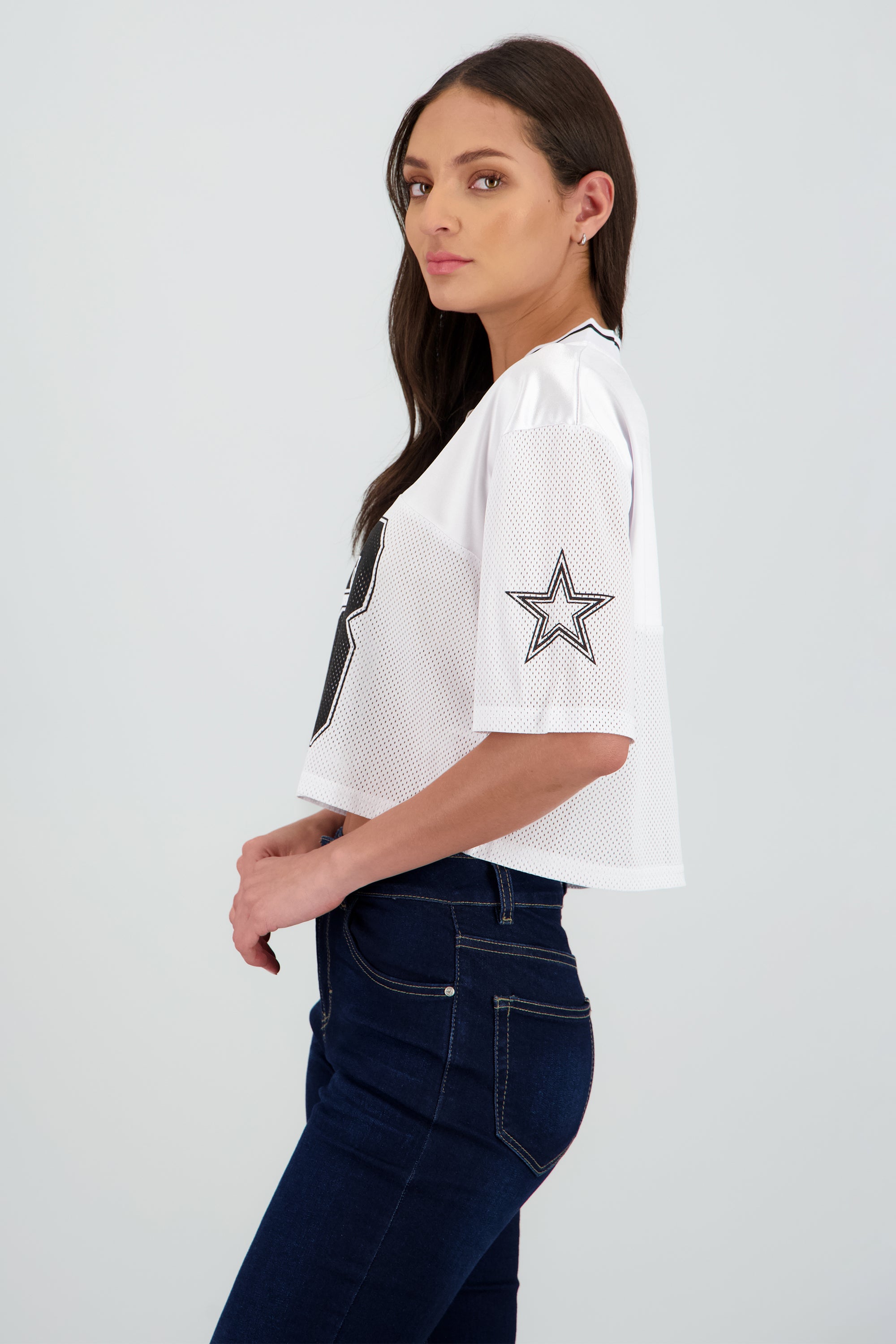 Top tipo jersey deportiva crop BLANCO