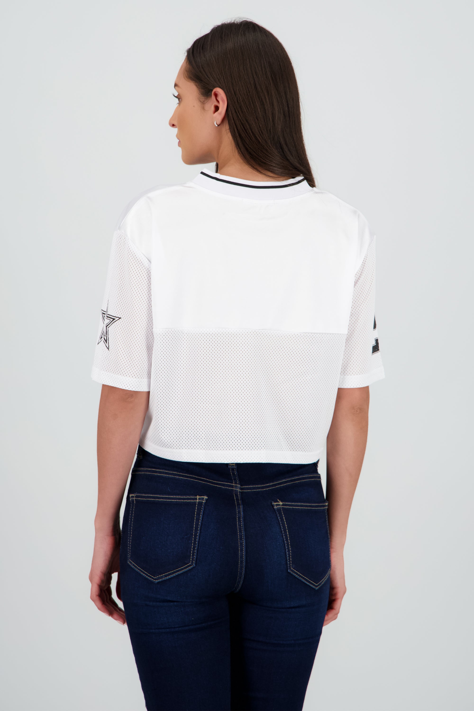 Top tipo jersey deportiva crop BLANCO