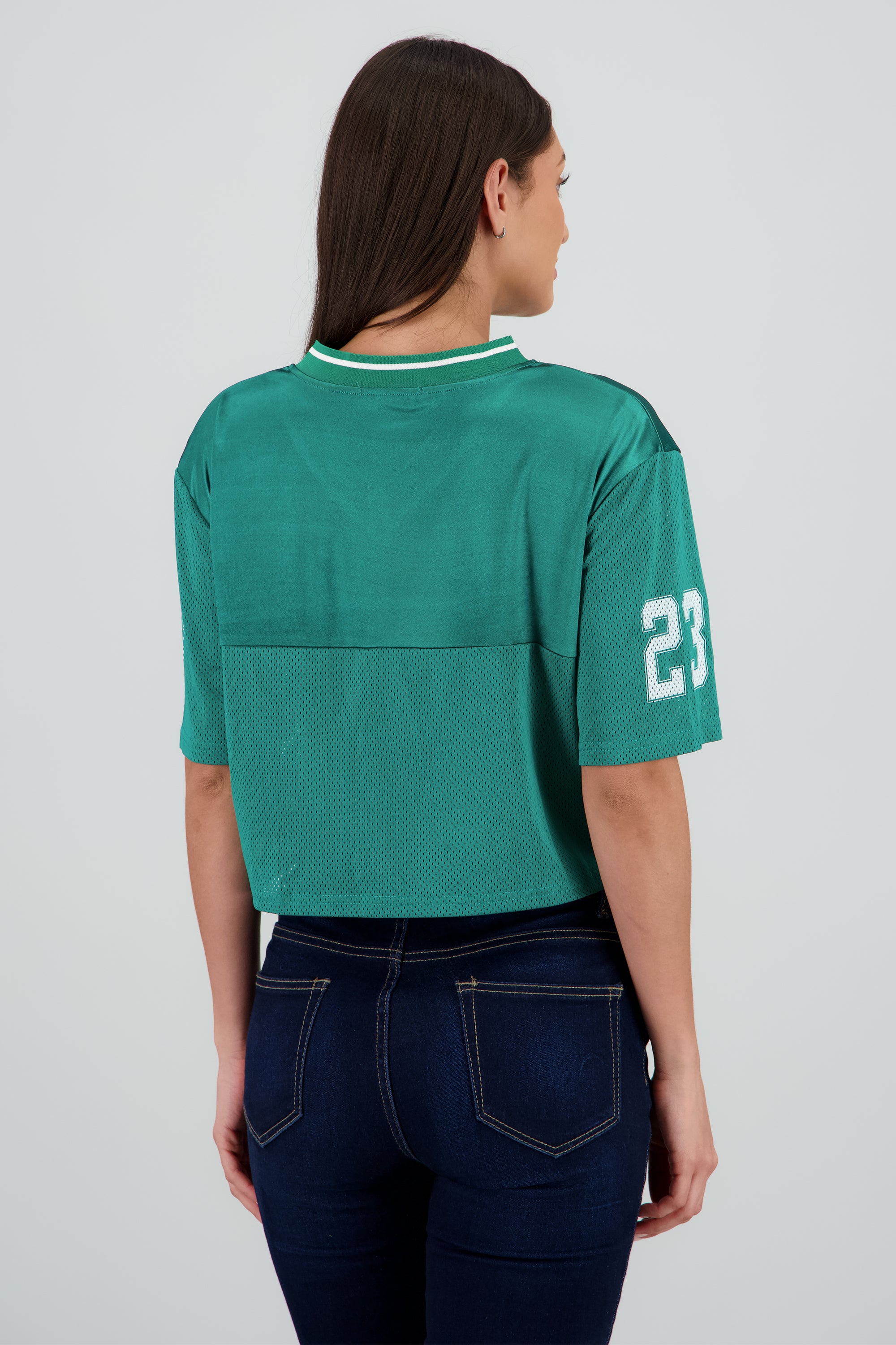Top tipo jersey deportiva crop VERDE CAZADOR