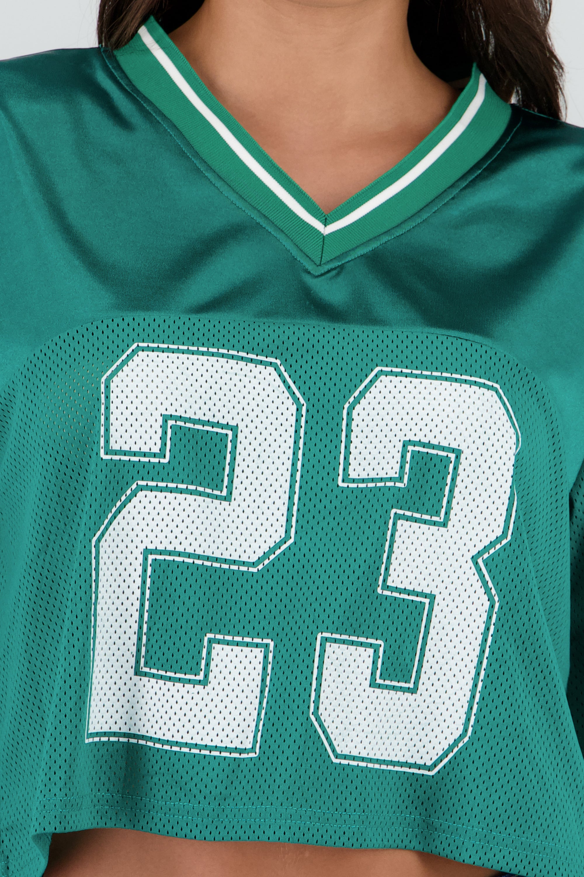 Top tipo jersey deportiva crop VERDE CAZADOR