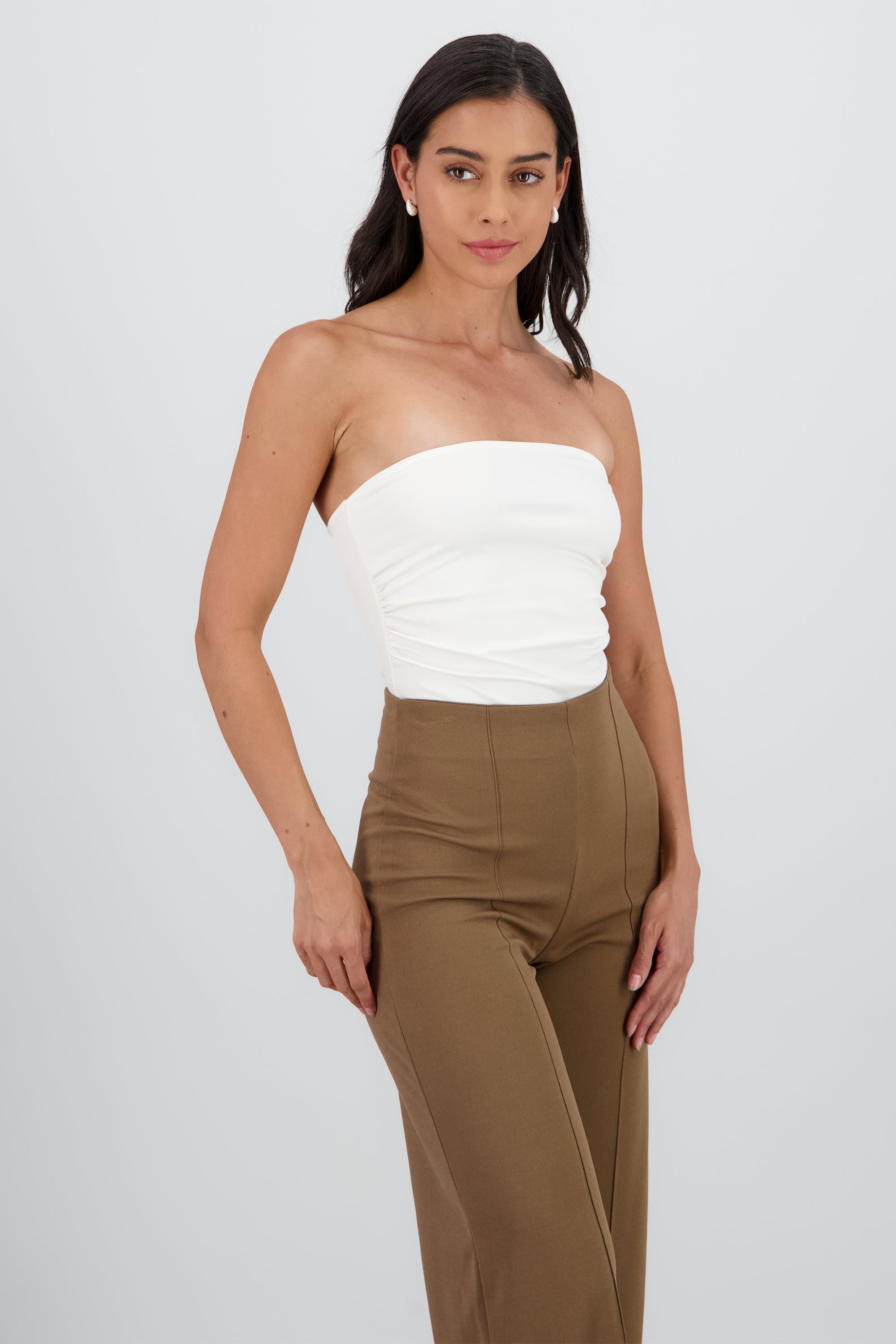 Body strapless plisado BLANCO