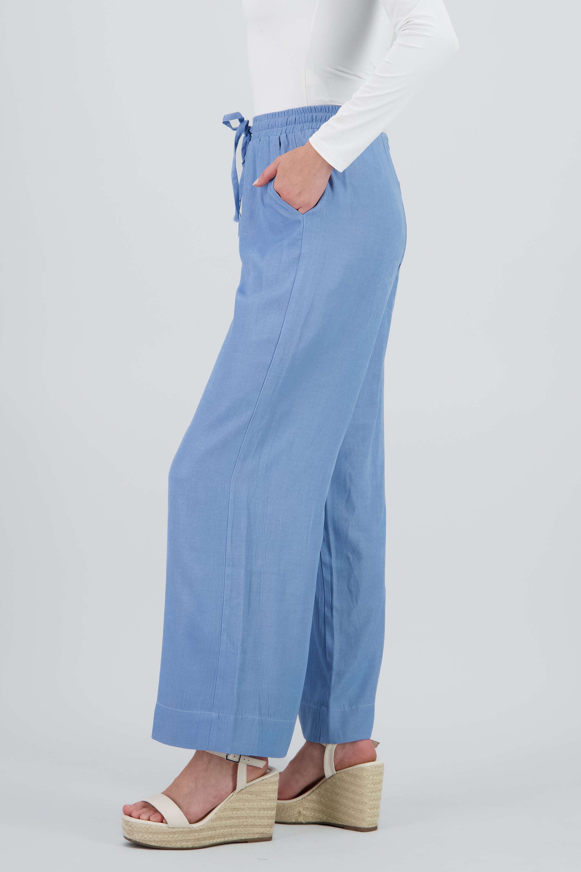 Pantalones ligeros pierna amplia tacto super suave AZUL