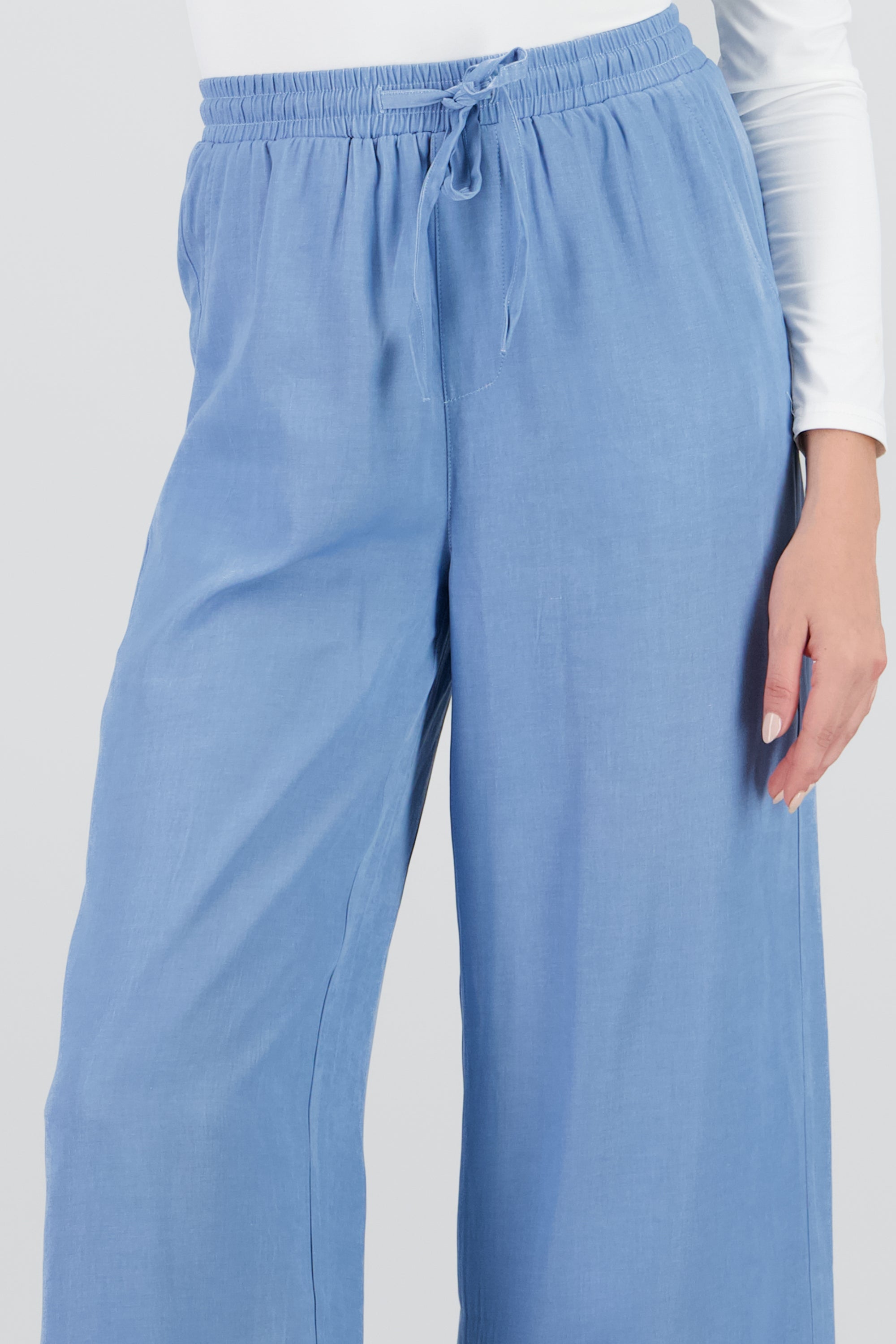 Pantalones ligeros pierna amplia tacto super suave AZUL