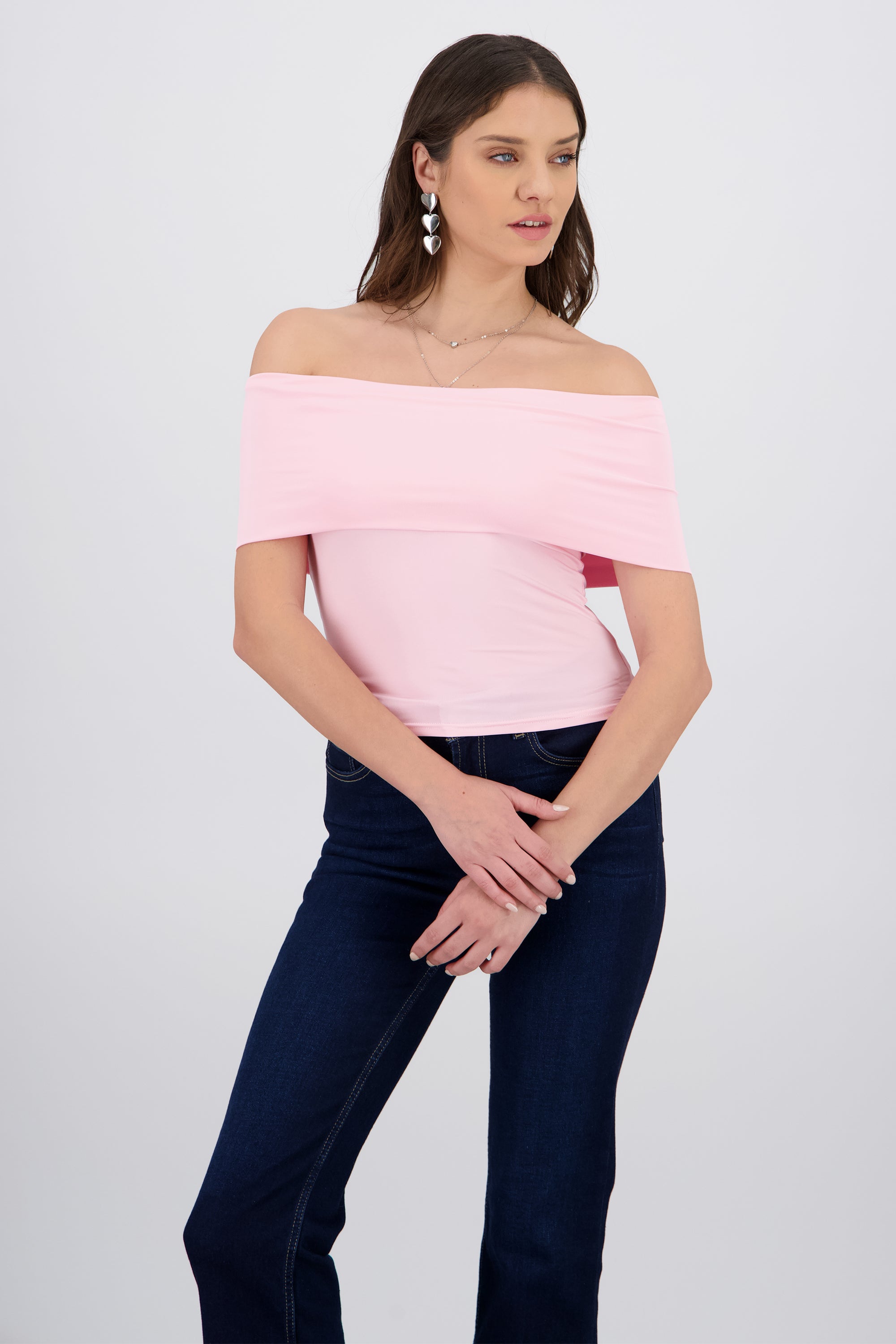 Top hombros descubiertos tacto suave PALO DE ROSA