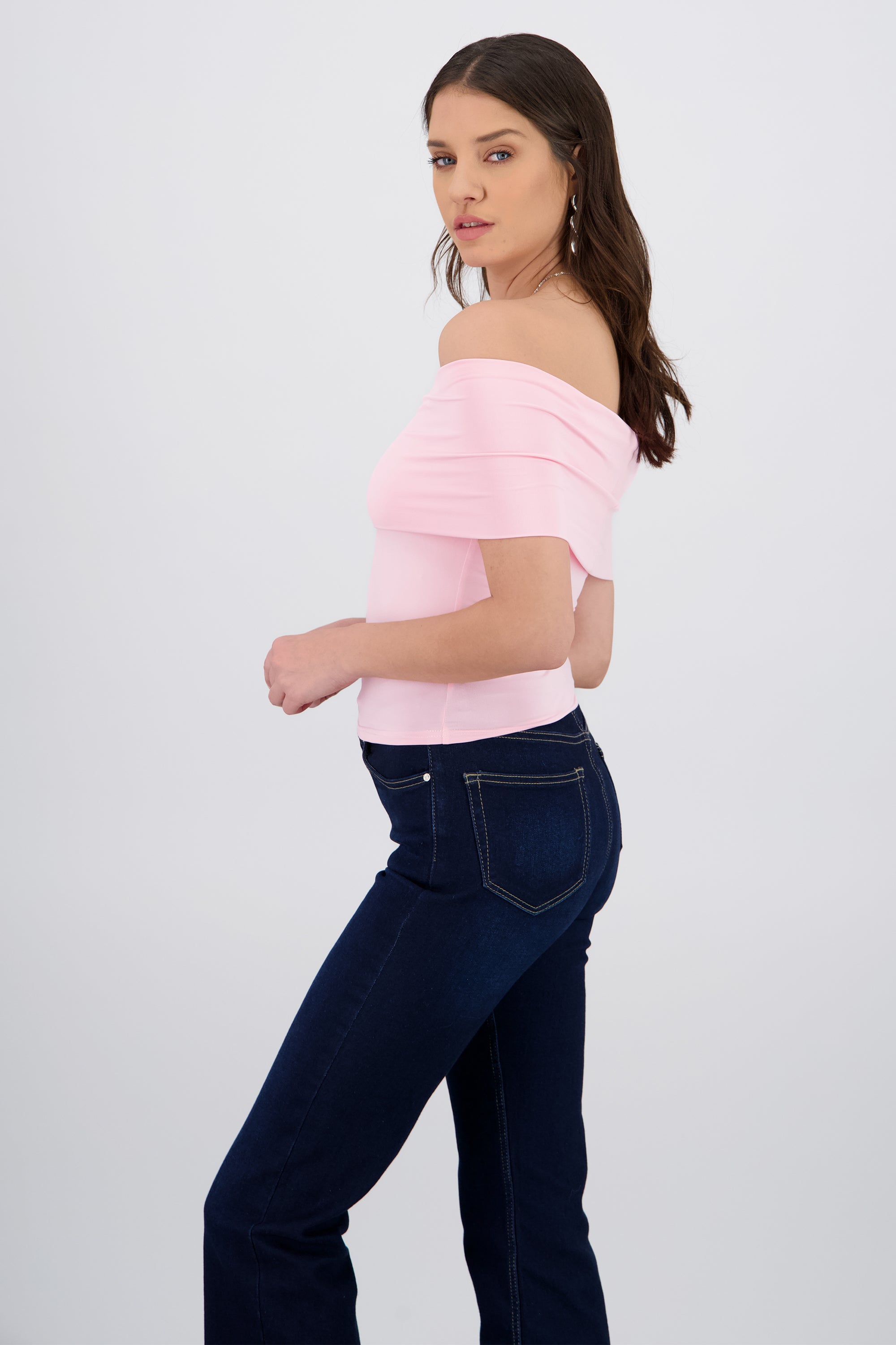 Top hombros descubiertos tacto suave PALO DE ROSA